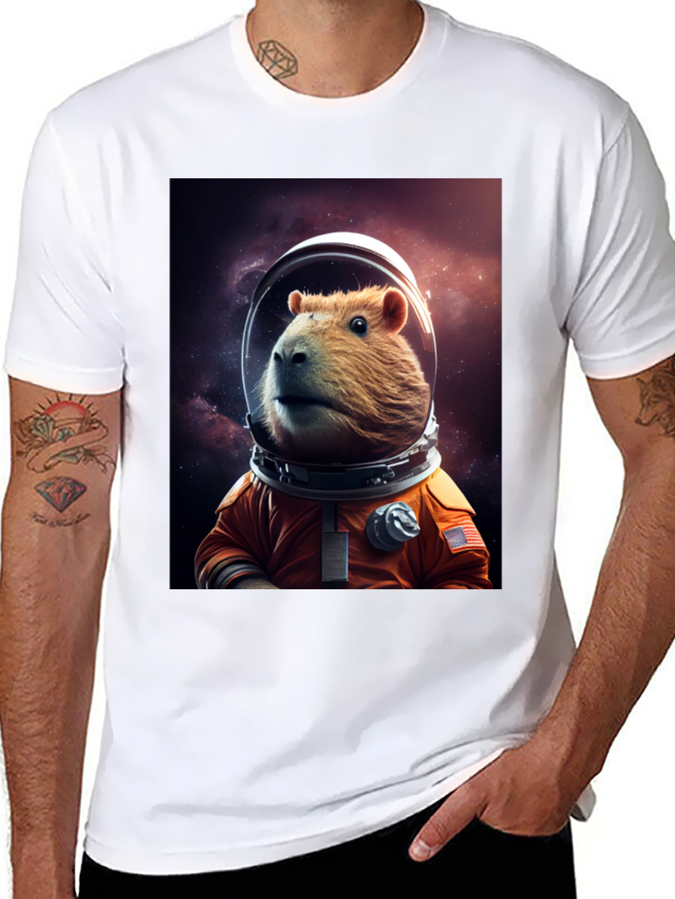 Capybara Astronaut T-Shirt - Space Rodent Tee