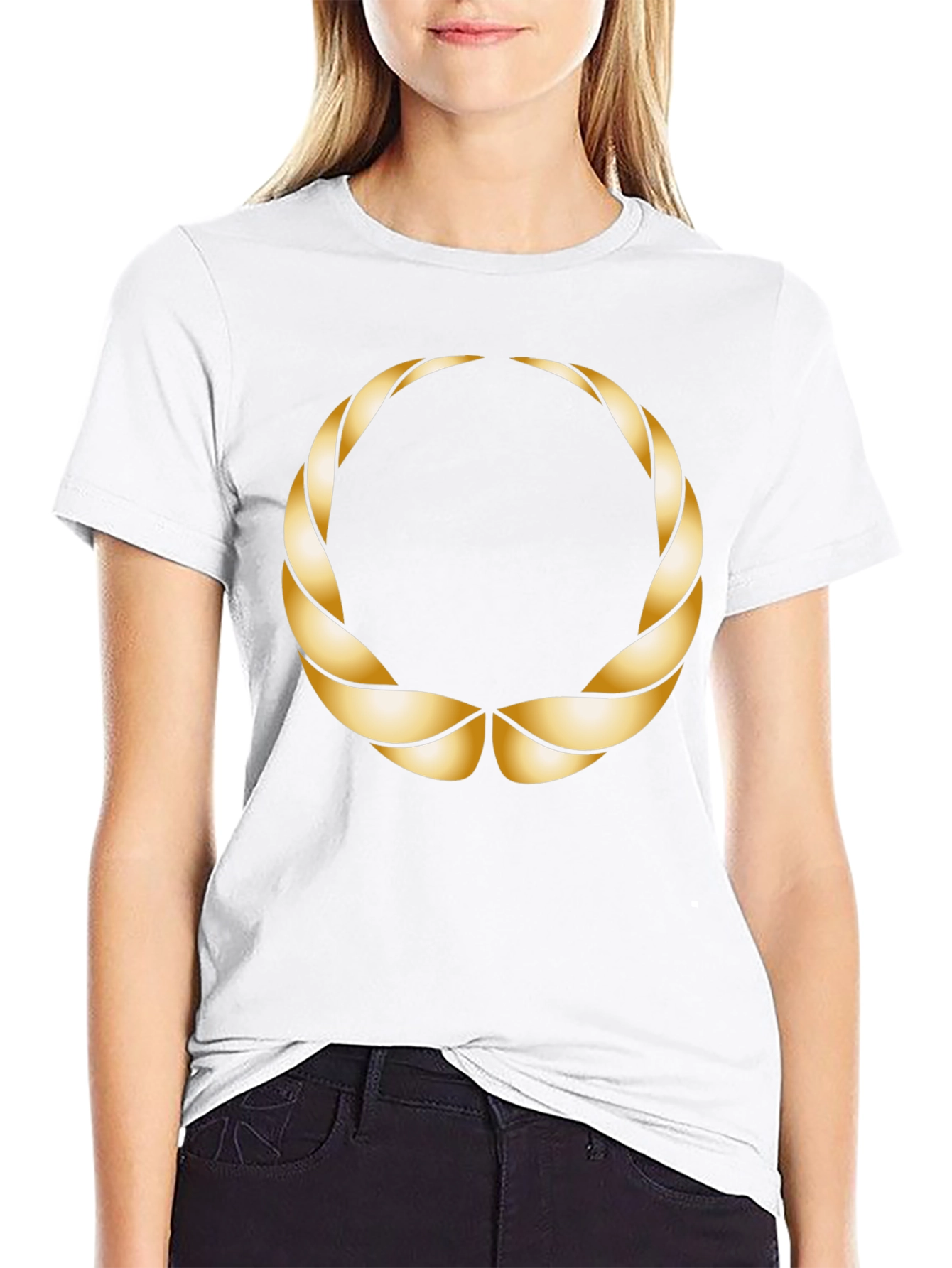 Golden Laurel Wreath Black T-Shirt