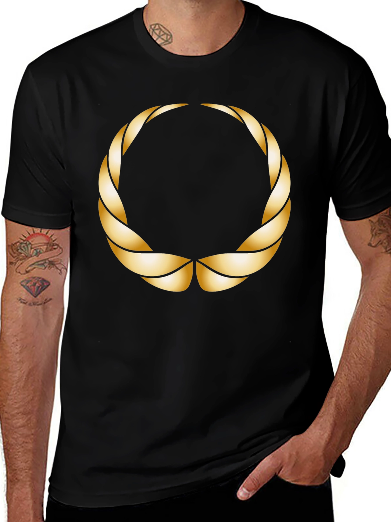 Golden Laurel Wreath Black T-Shirt