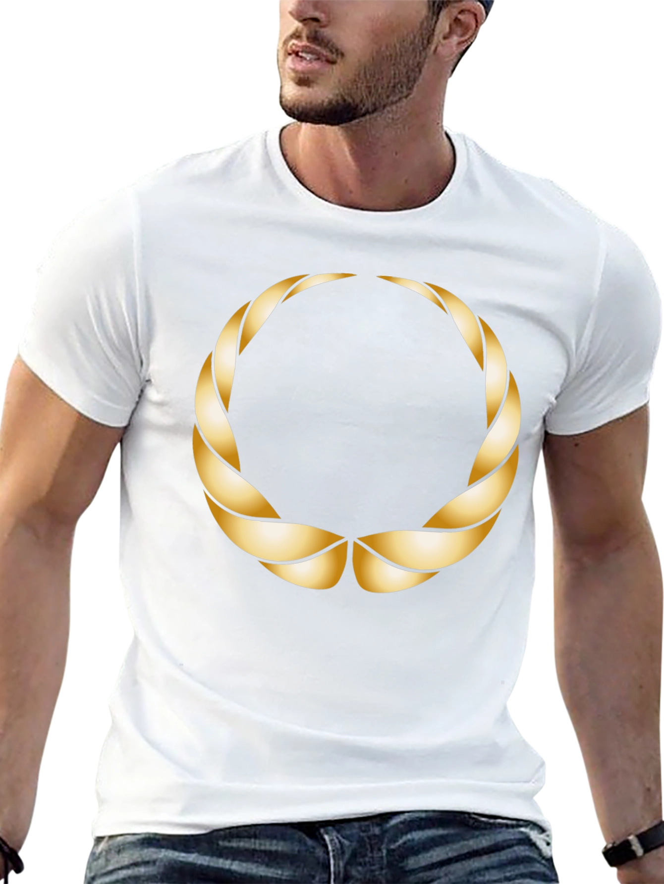 Golden Laurel Wreath Black T-Shirt