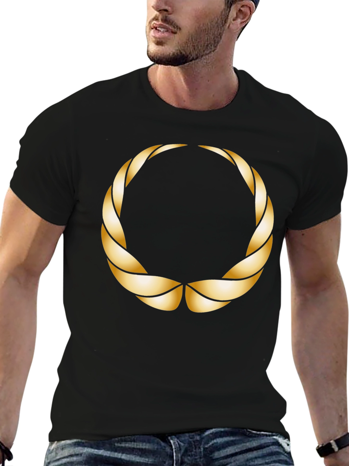 Golden Laurel Wreath Black T-Shirt