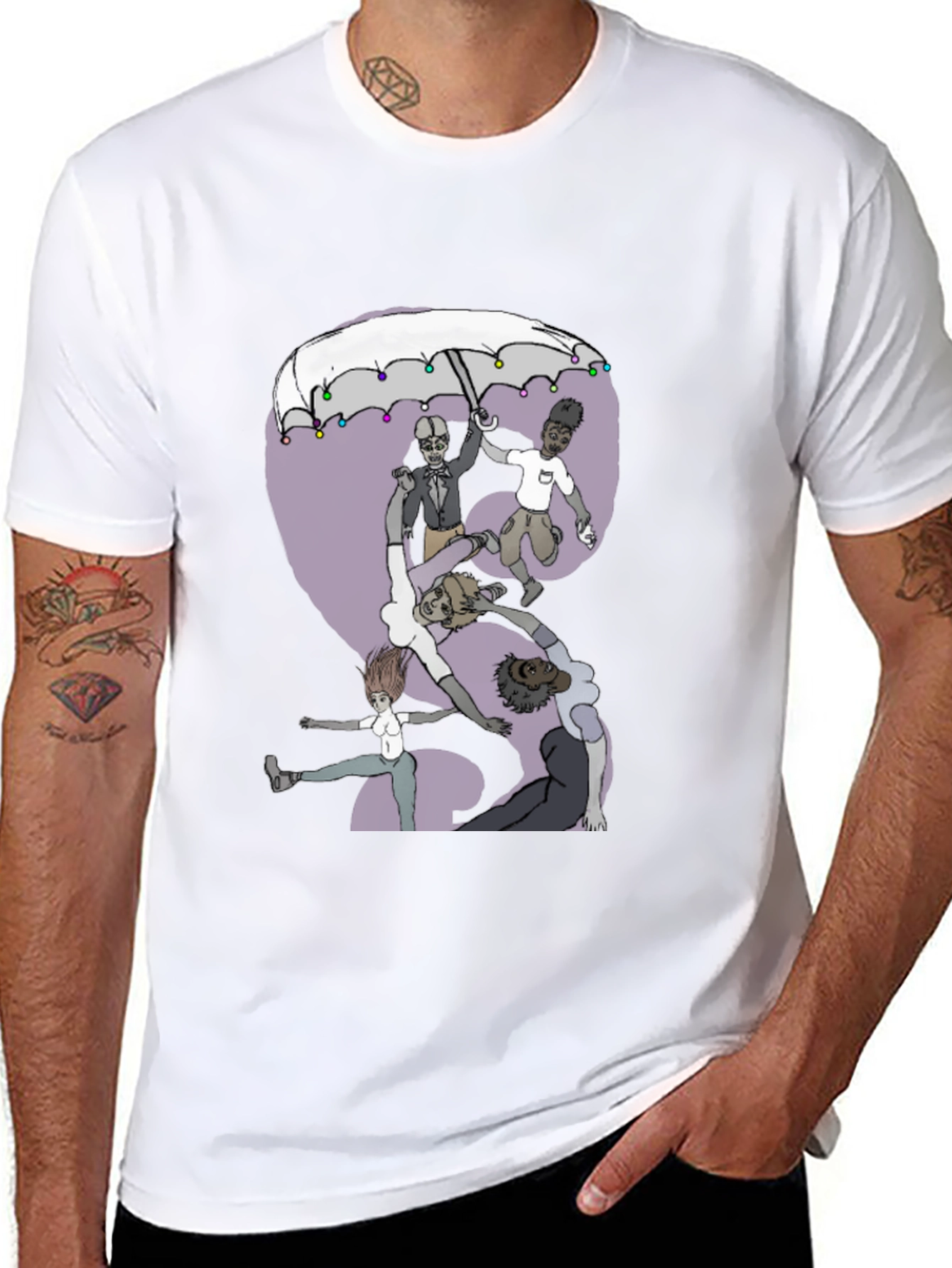 Whimsical Group Umbrella Graphic Tee