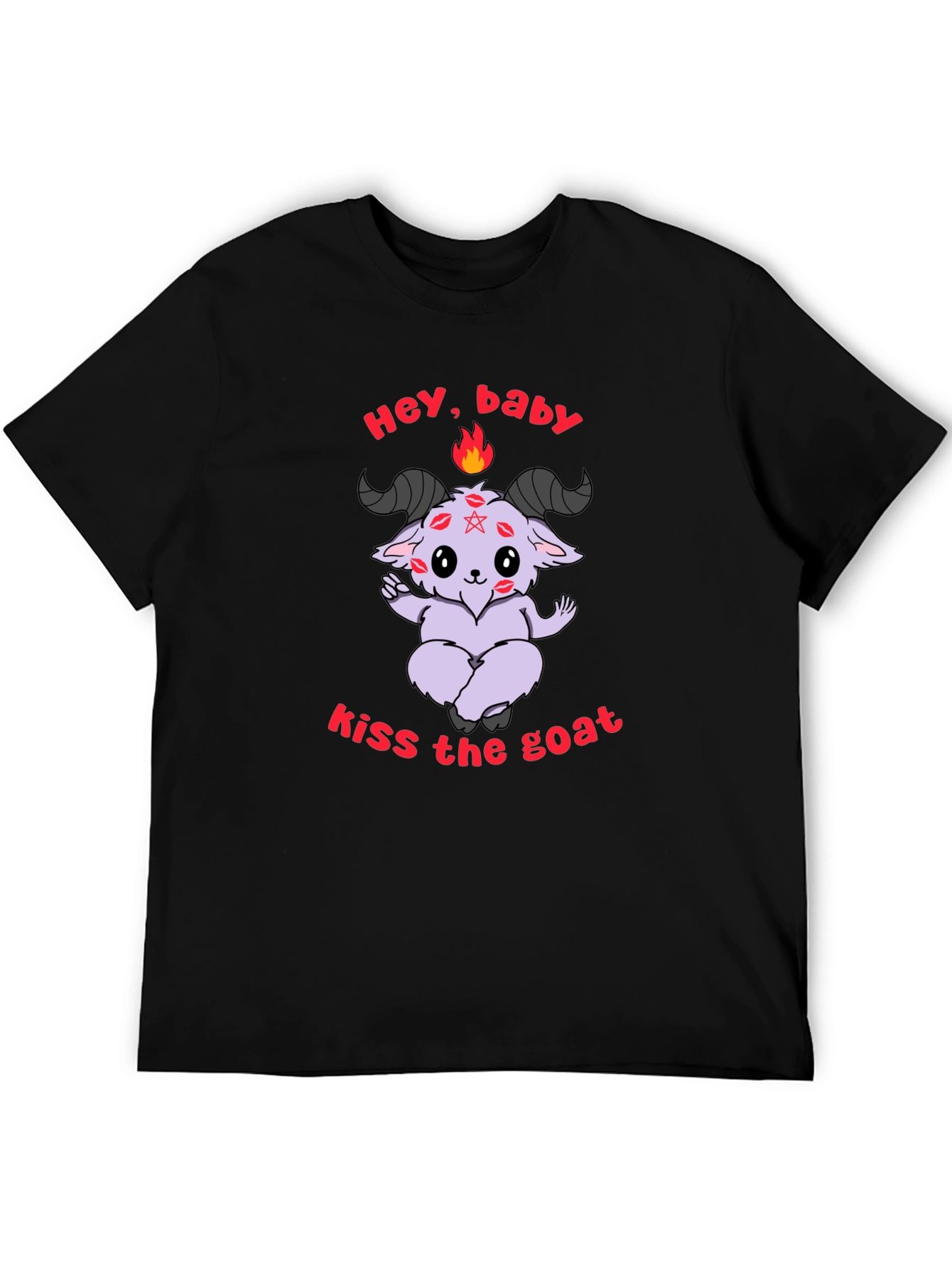 Kiss The Goat T-Shirt - Black Graphic Tee