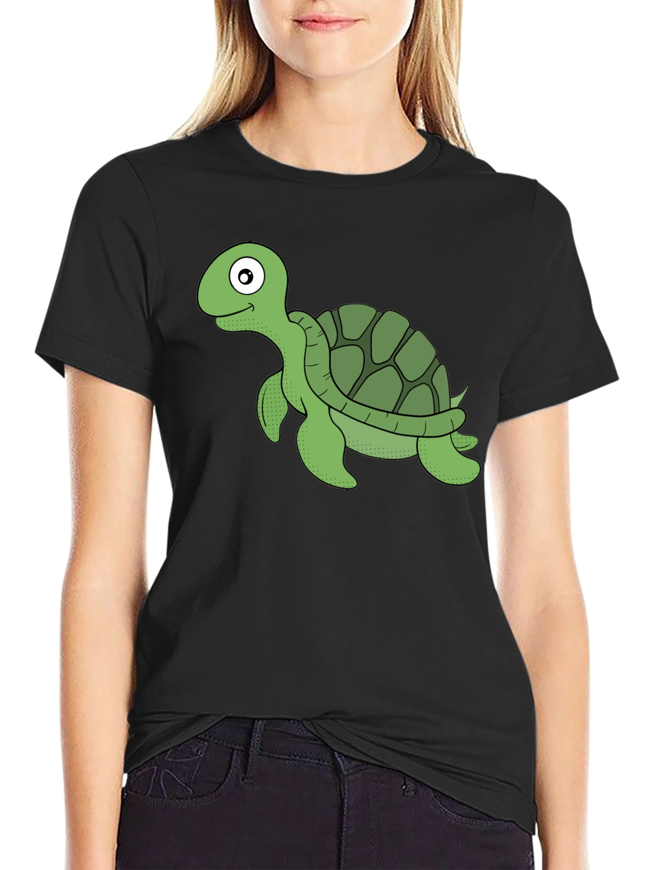 Turtle Graphic T-Shirt - Black Casual Tee