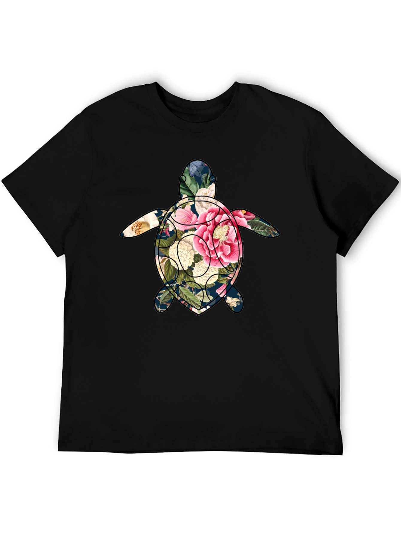 Floral Turtle Graphic Tee - Soft Cotton