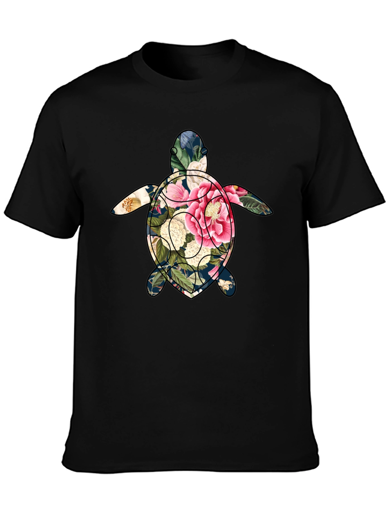 Floral Turtle Graphic Tee - Soft Cotton