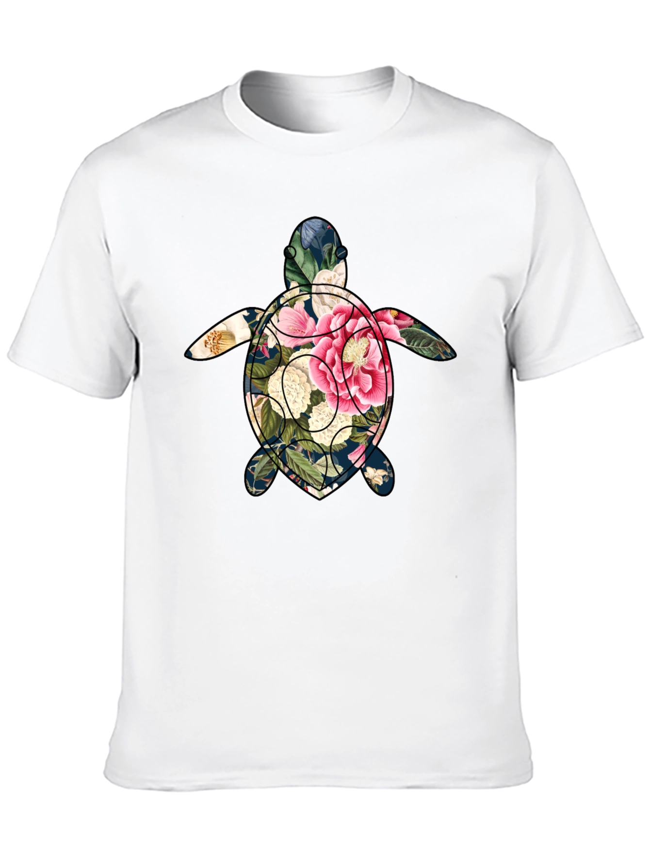 Floral Turtle Graphic Tee - Soft Cotton