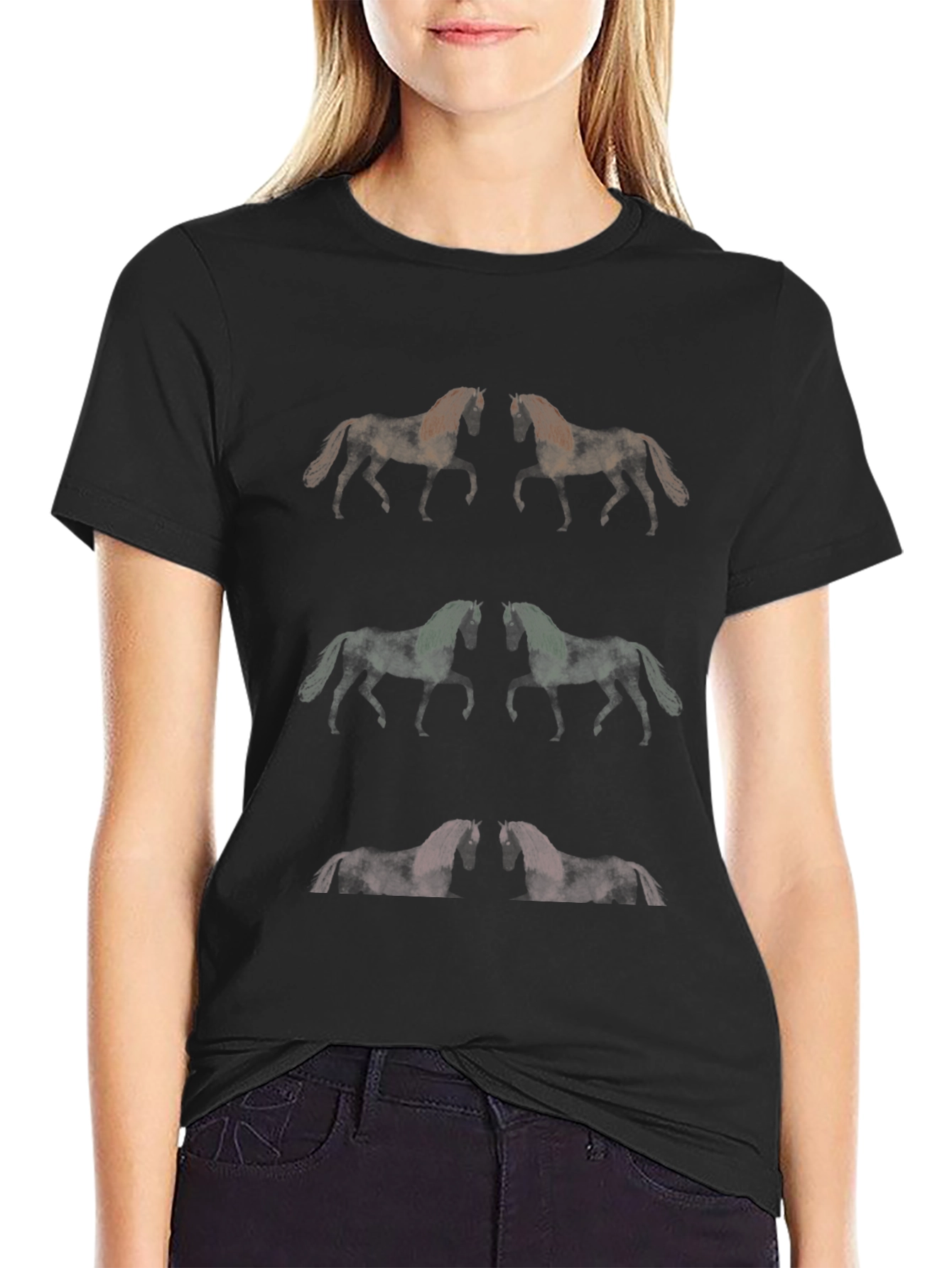 Horse Pattern Graphic Tee - Unique Mens T-Shirt