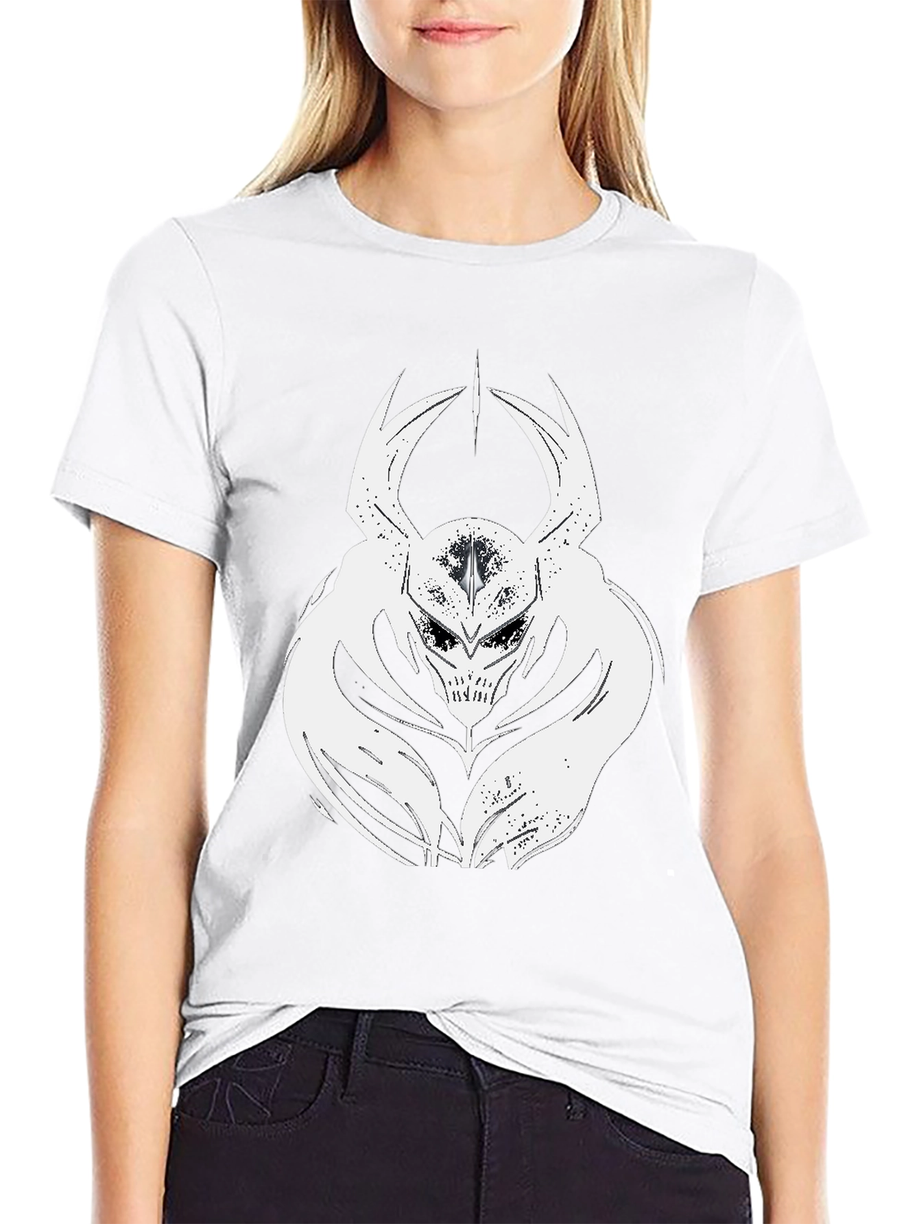 Mens Black T-Shirt with White Warrior Graphic