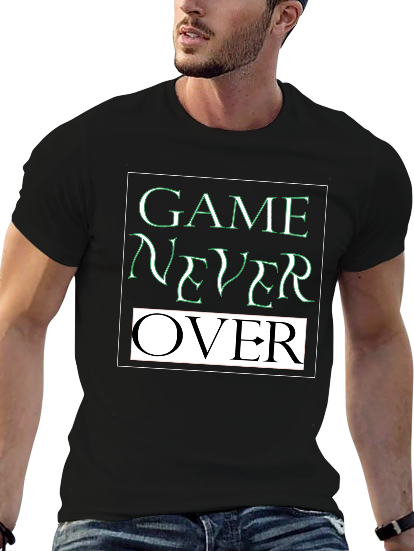 Game Never Over Graphic Tee - Black Cotton T-Shirt