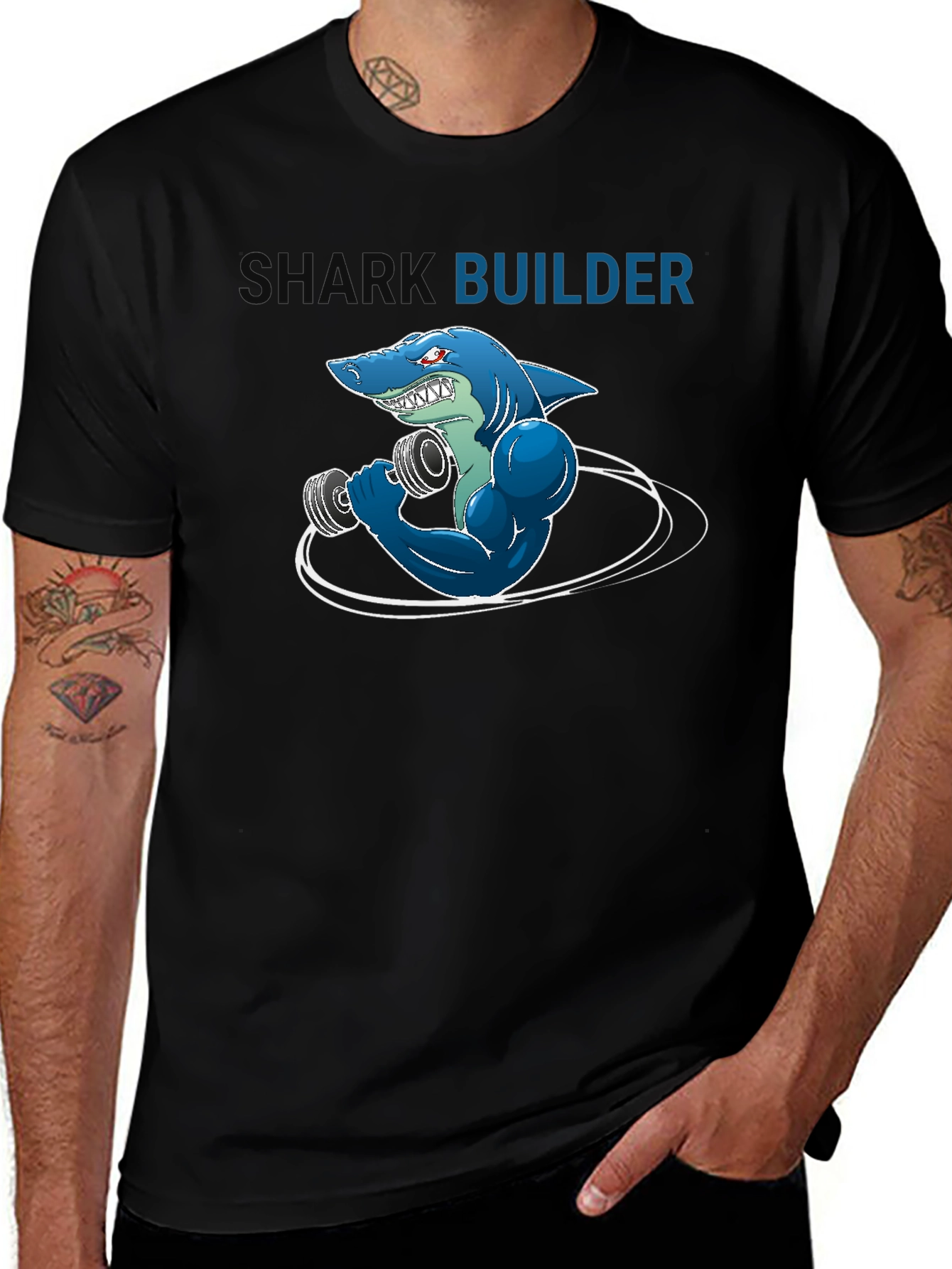 Shark Builder T-Shirt - Funny Gym Workout Design