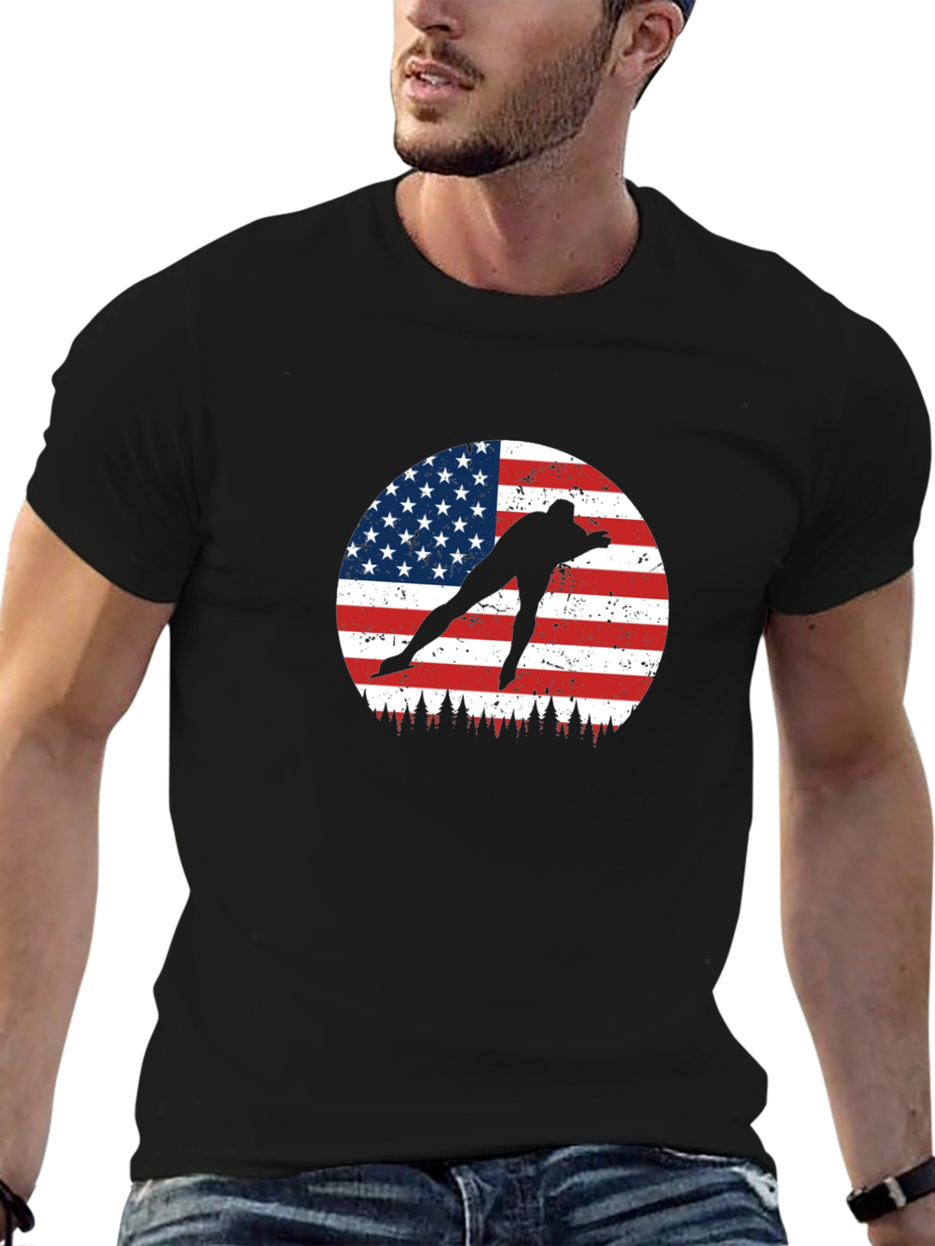 USA Speed Skater Graphic T-Shirt
