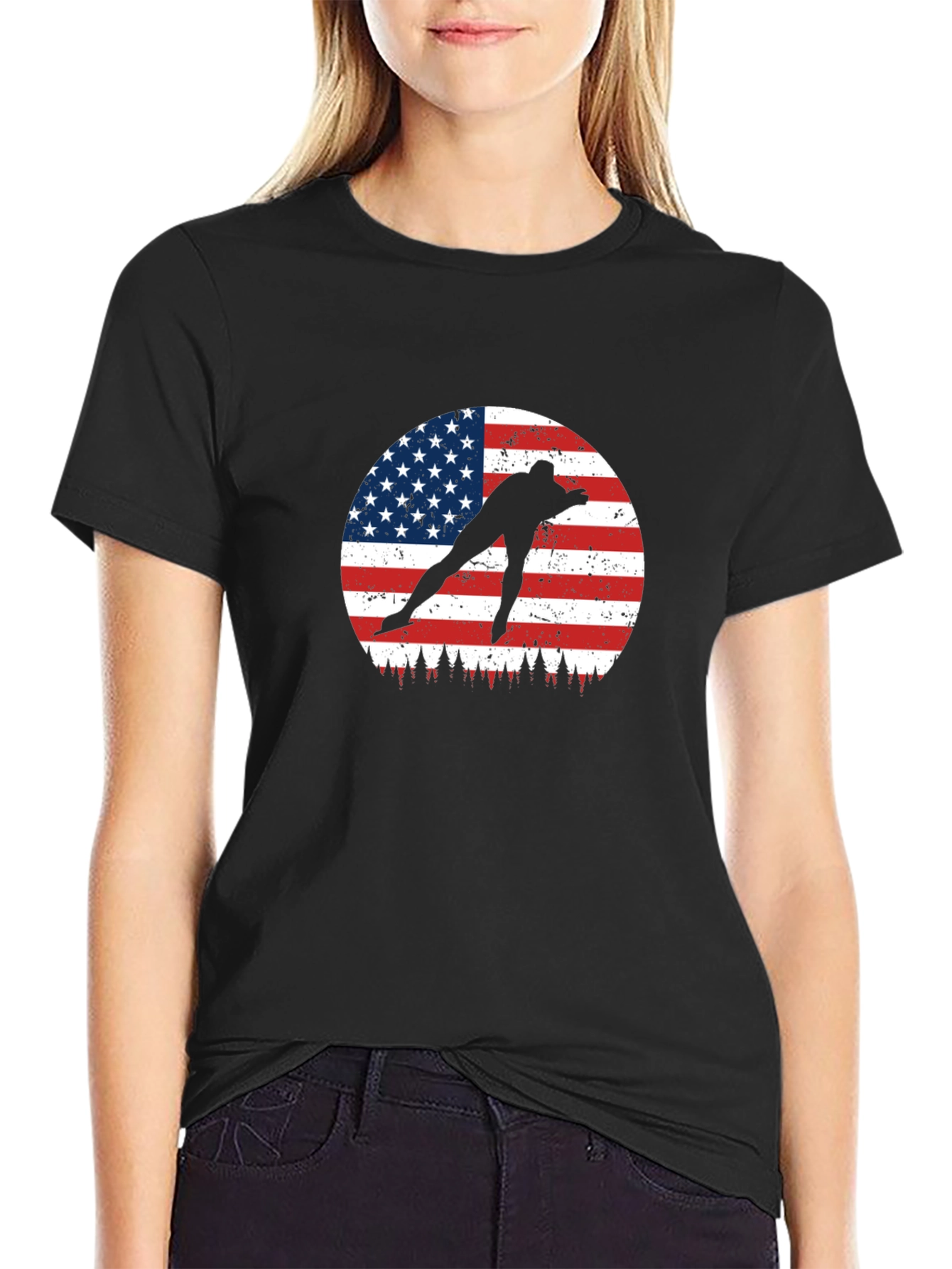 USA Speed Skater Graphic T-Shirt