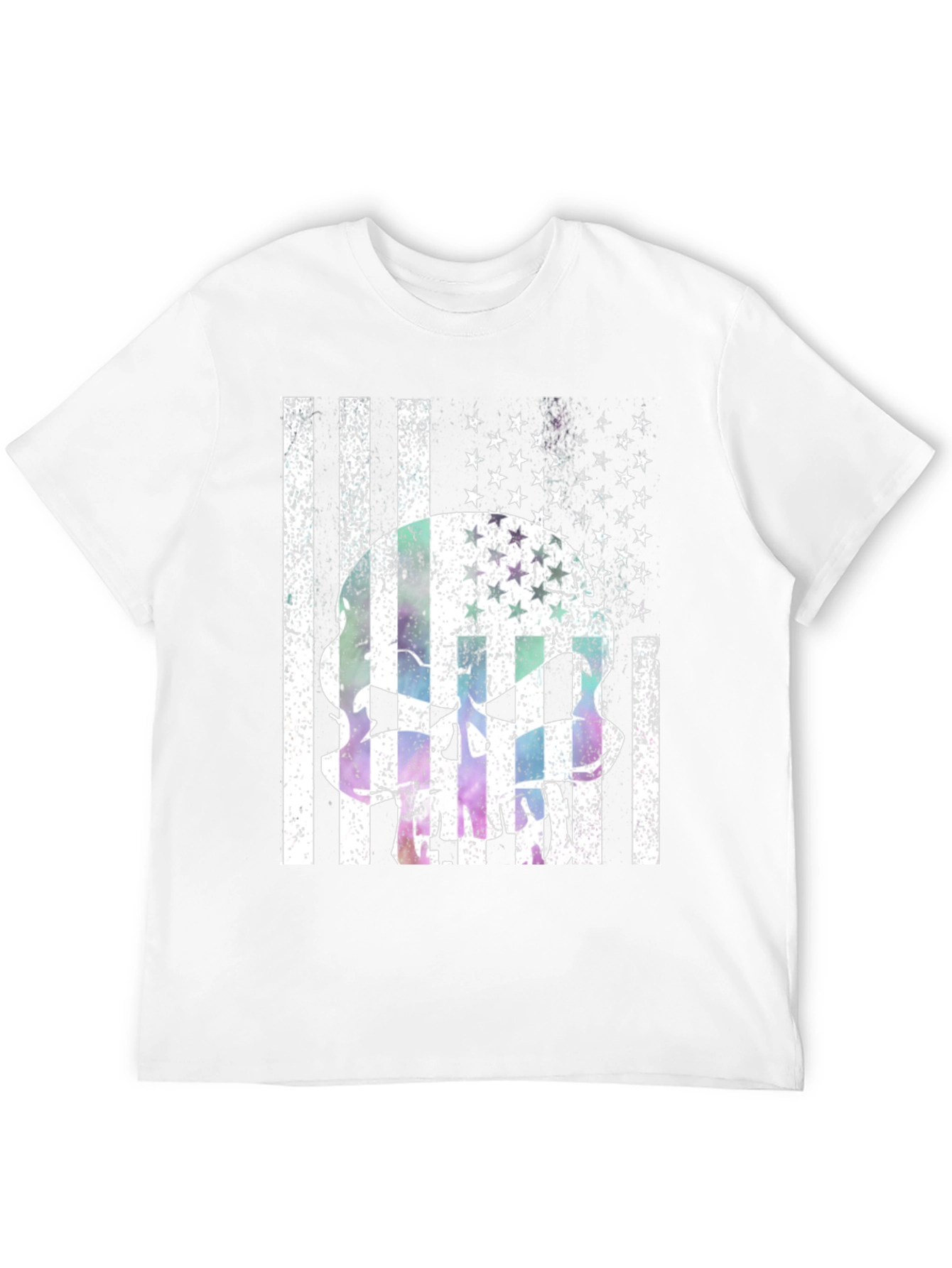Grunge American Flag Skull Graphic Tee