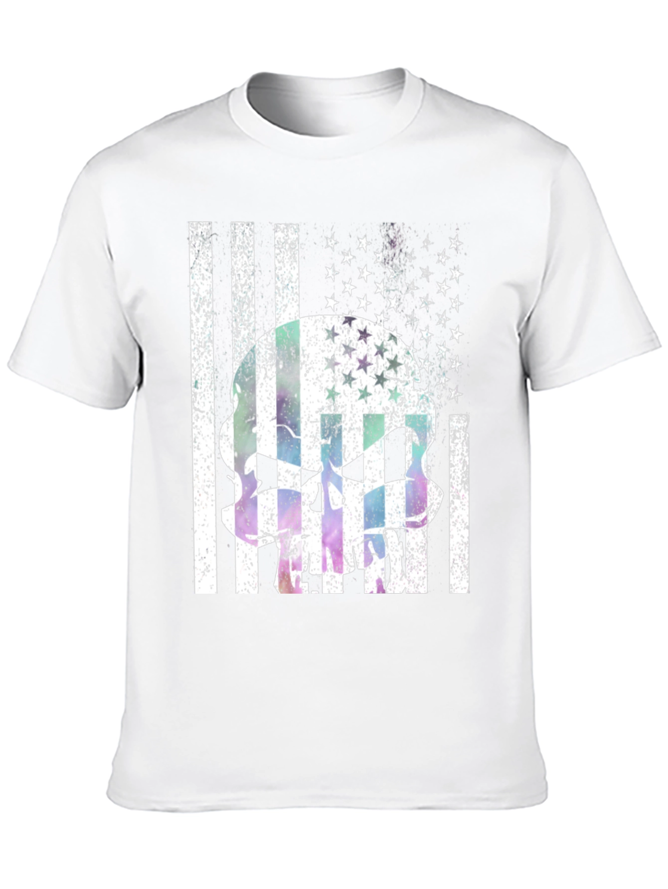 Grunge American Flag Skull Graphic Tee