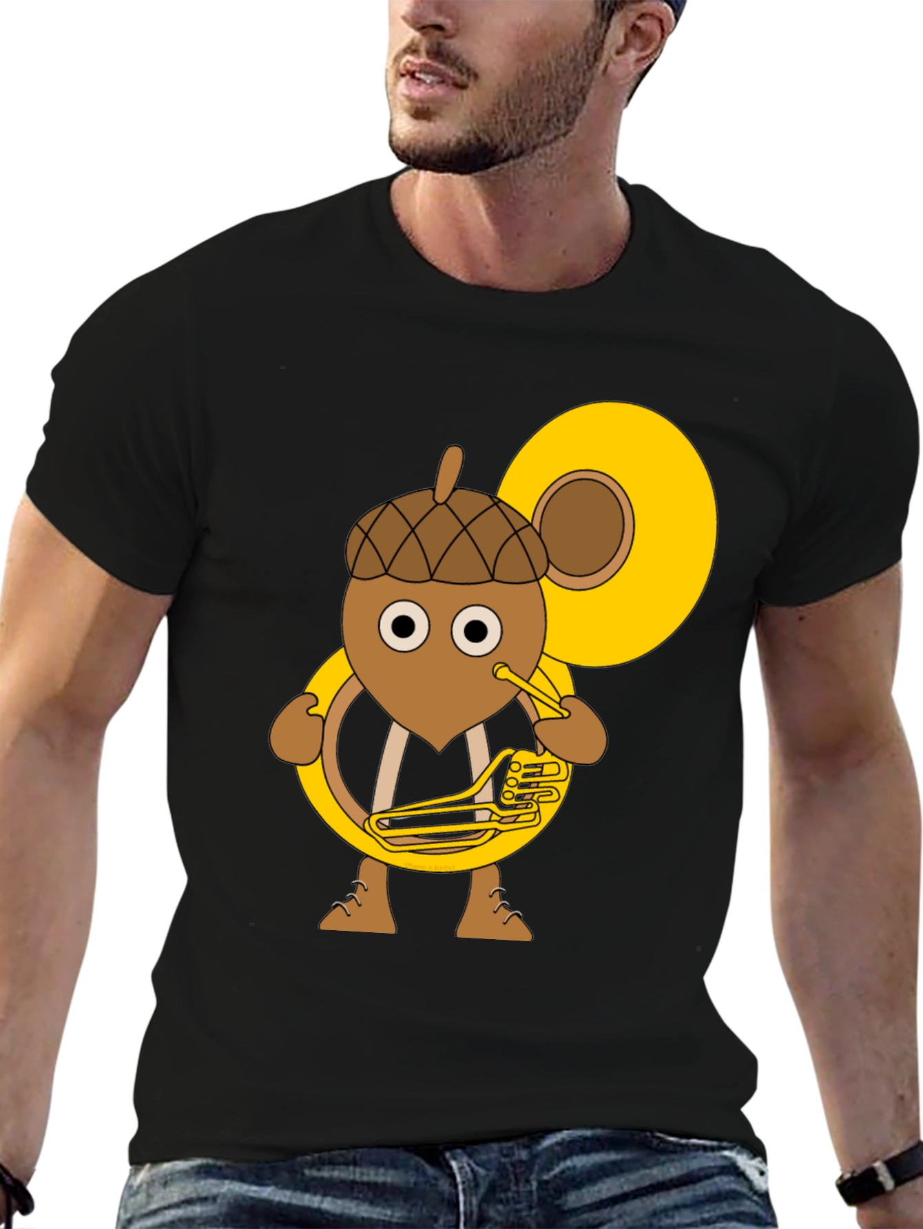 Acorn Tuba Player Black T-Shirt