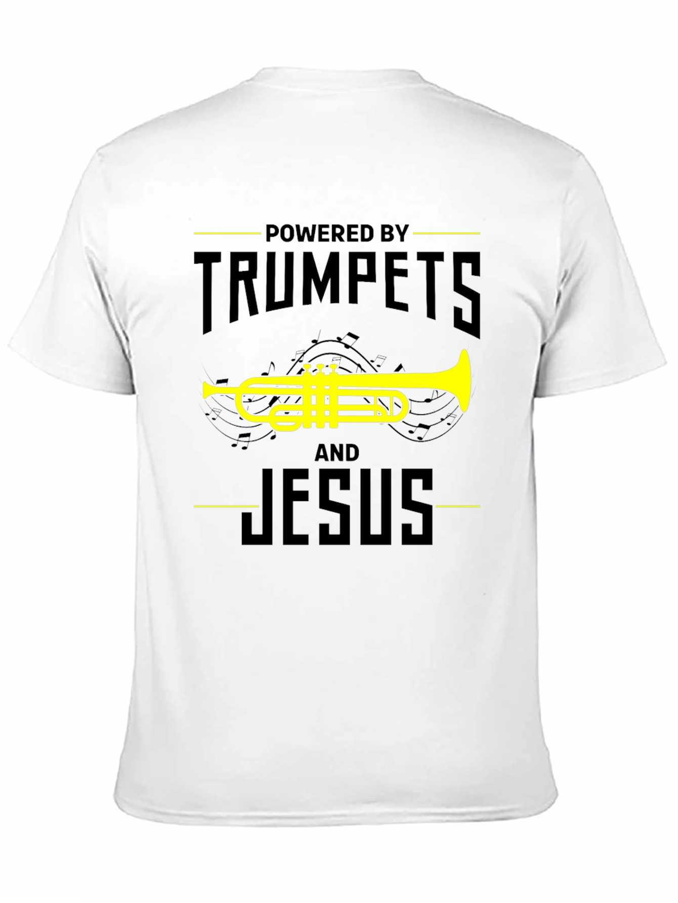 Powered by Trumpets and Jesus Black T-Shirt