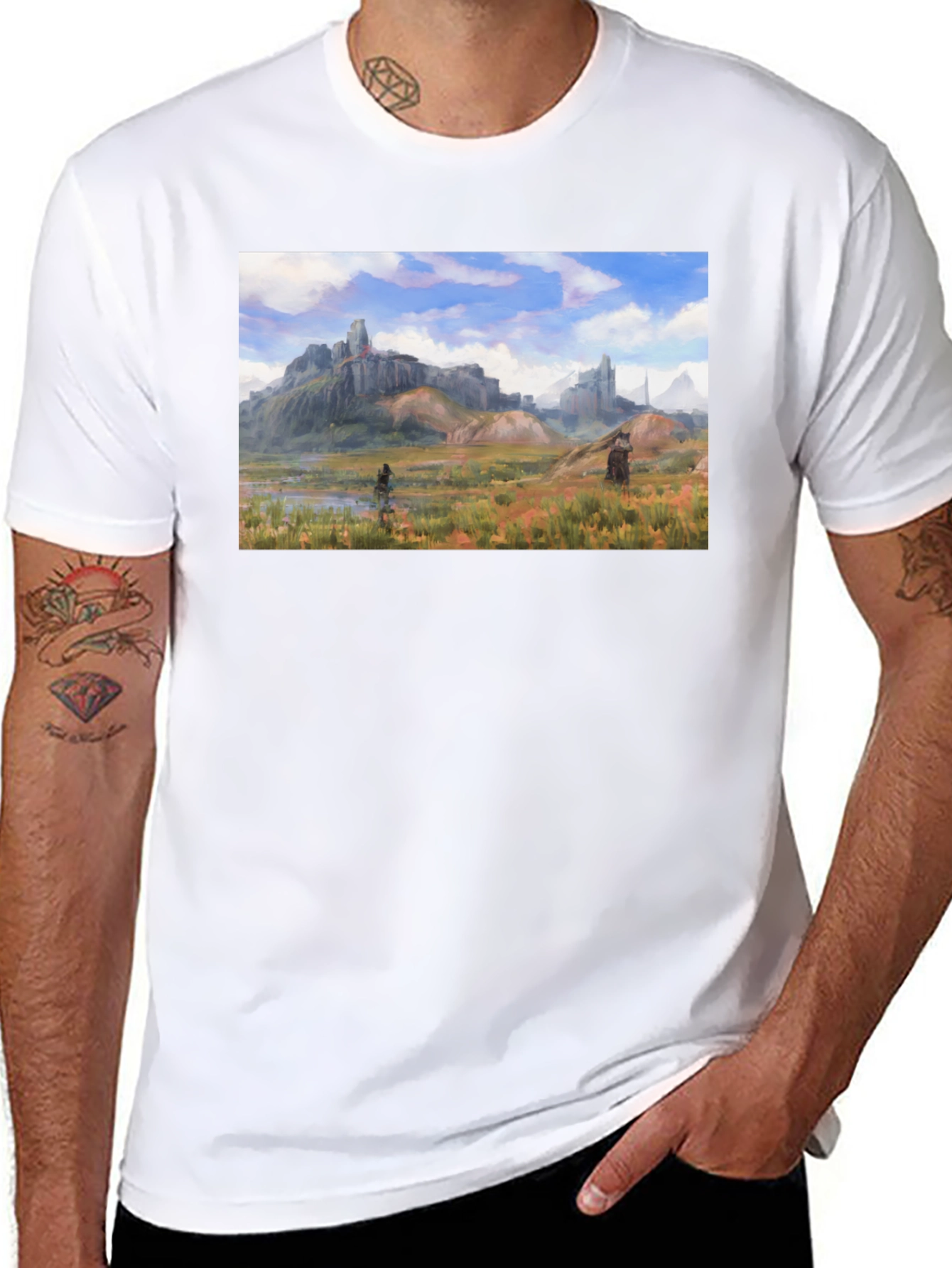 Fantasy Landscape Graphic Tee - Black Unisex T-Shirt