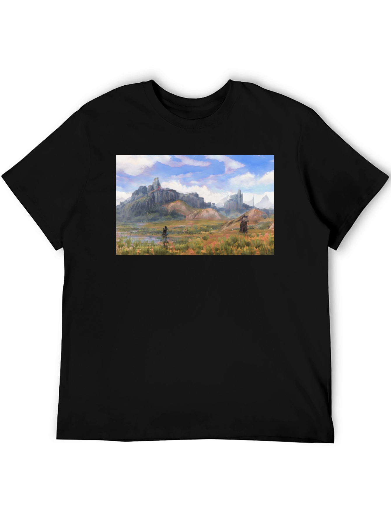 Fantasy Landscape Graphic Tee - Black Unisex T-Shirt