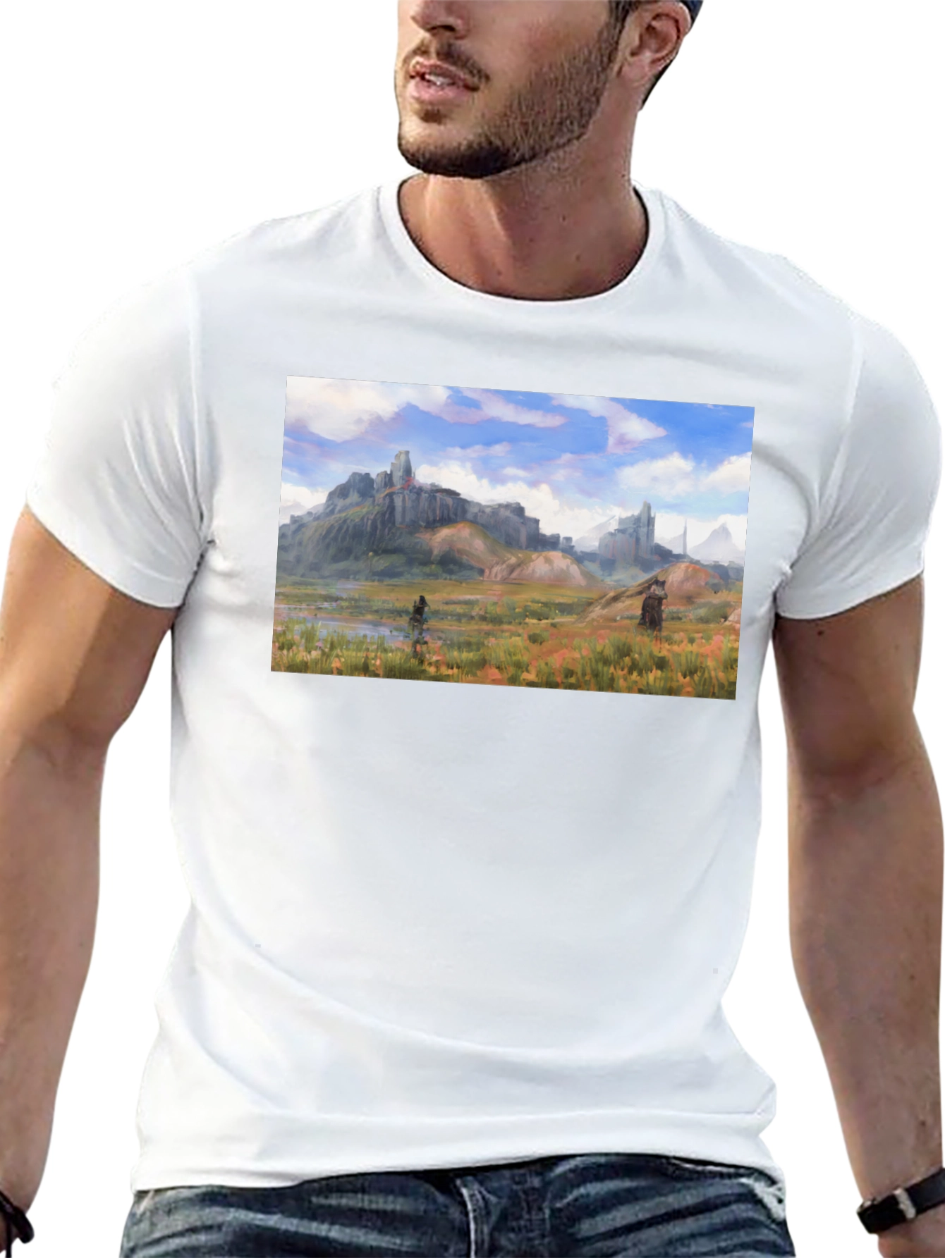 Fantasy Landscape Graphic Tee - Black Unisex T-Shirt