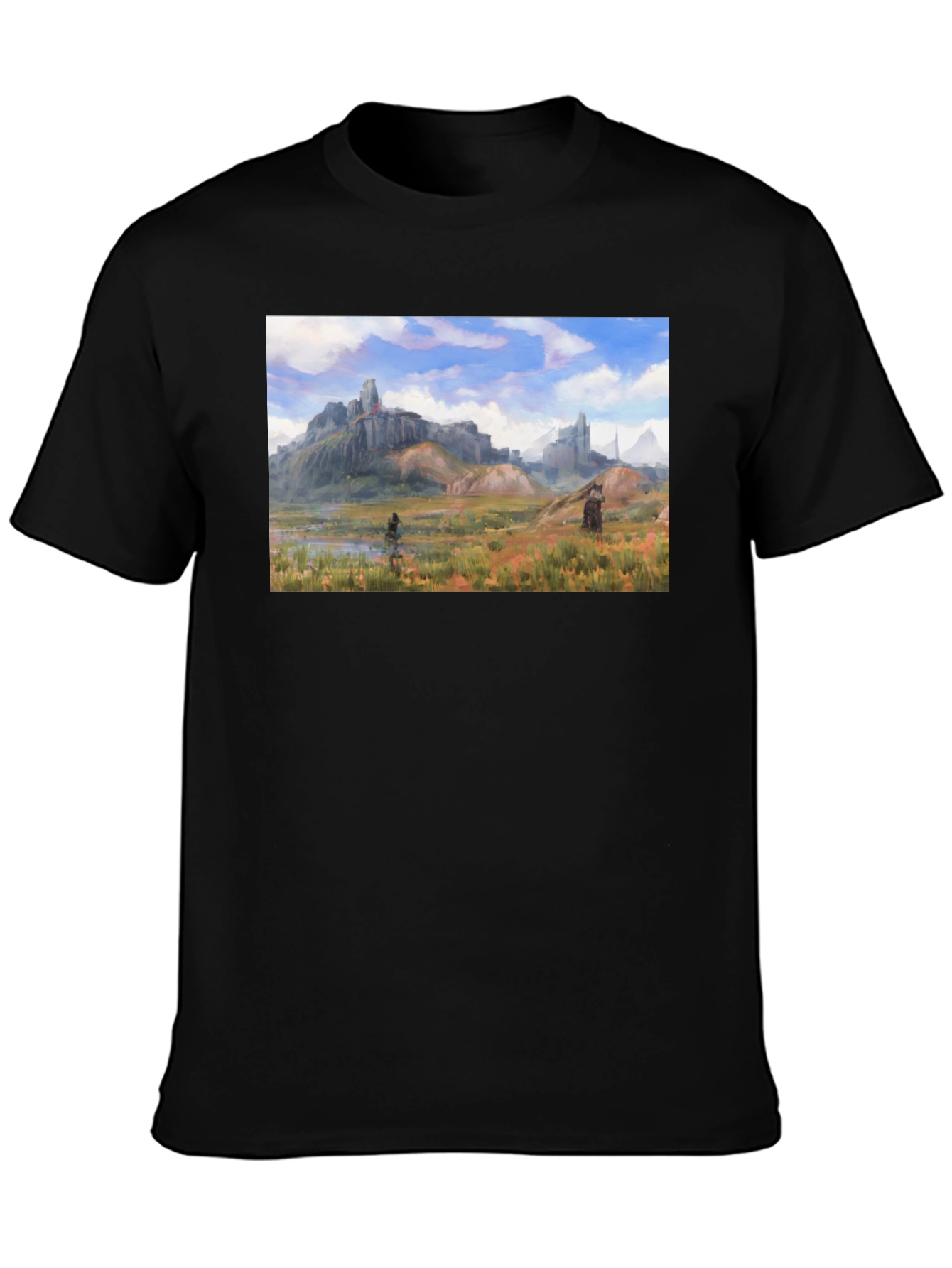 Fantasy Landscape Graphic Tee - Black Unisex T-Shirt