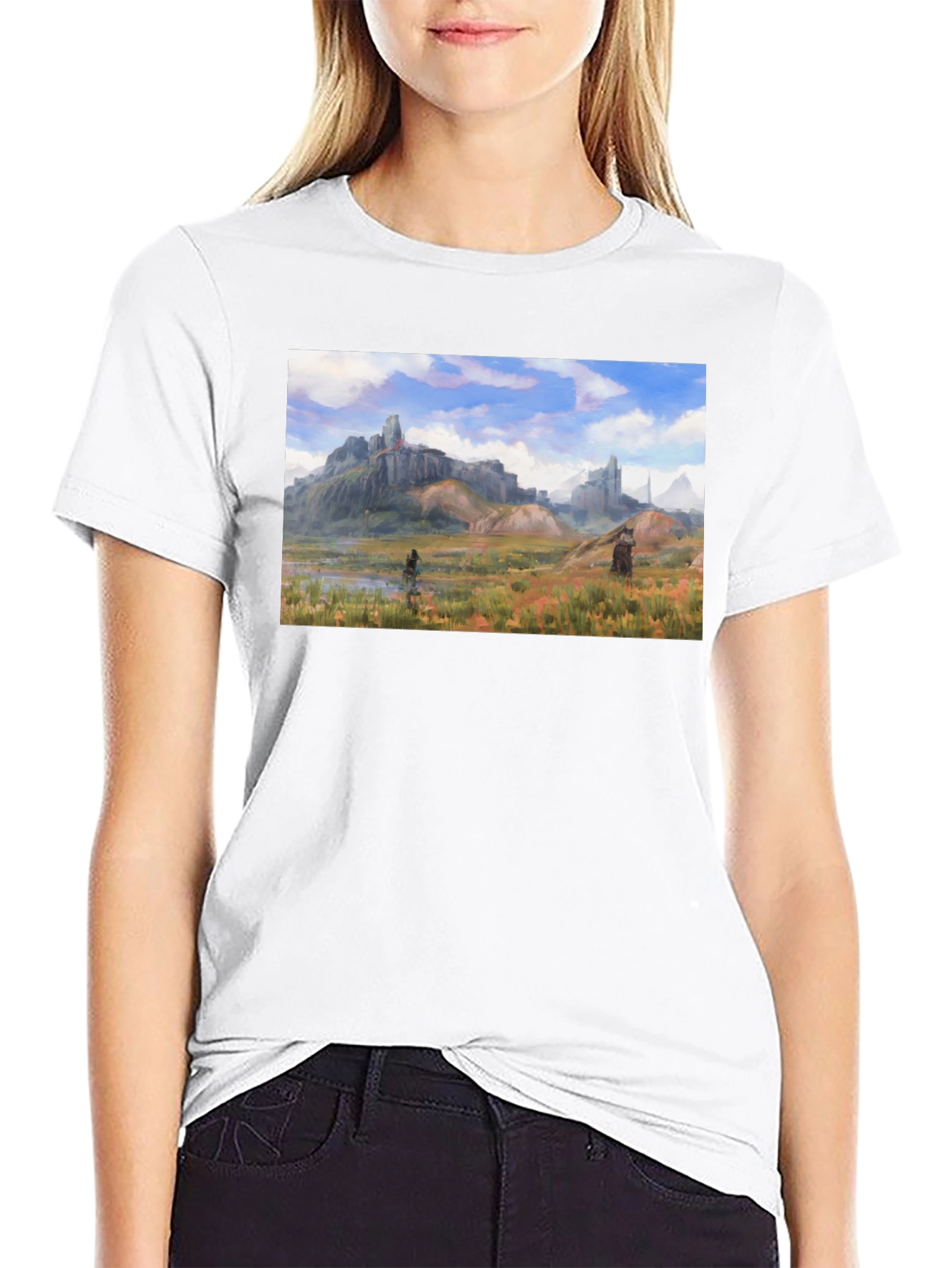 Fantasy Landscape Graphic Tee - Black Unisex T-Shirt