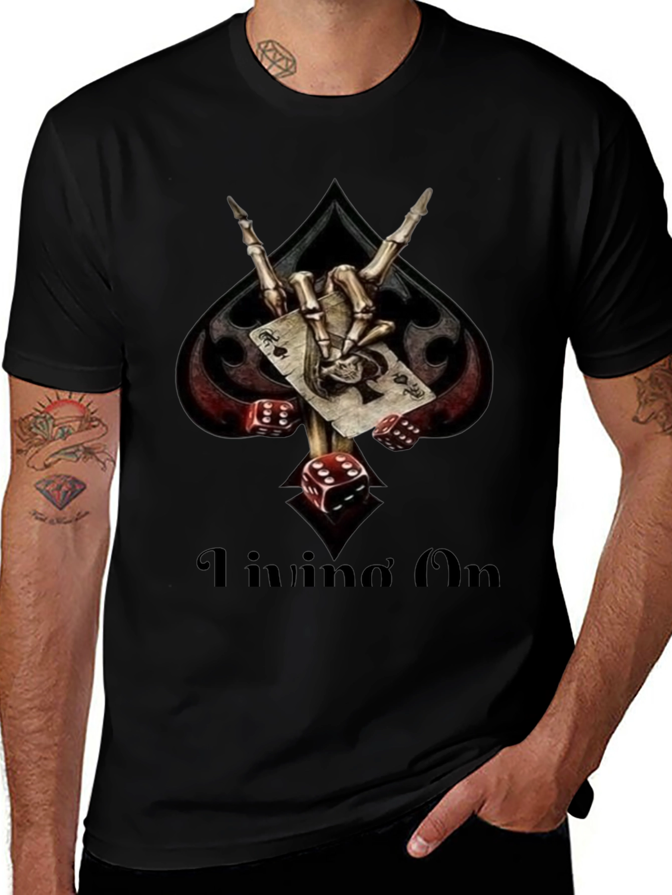 Ace of Spades Skeleton Hand Dice T-Shirt