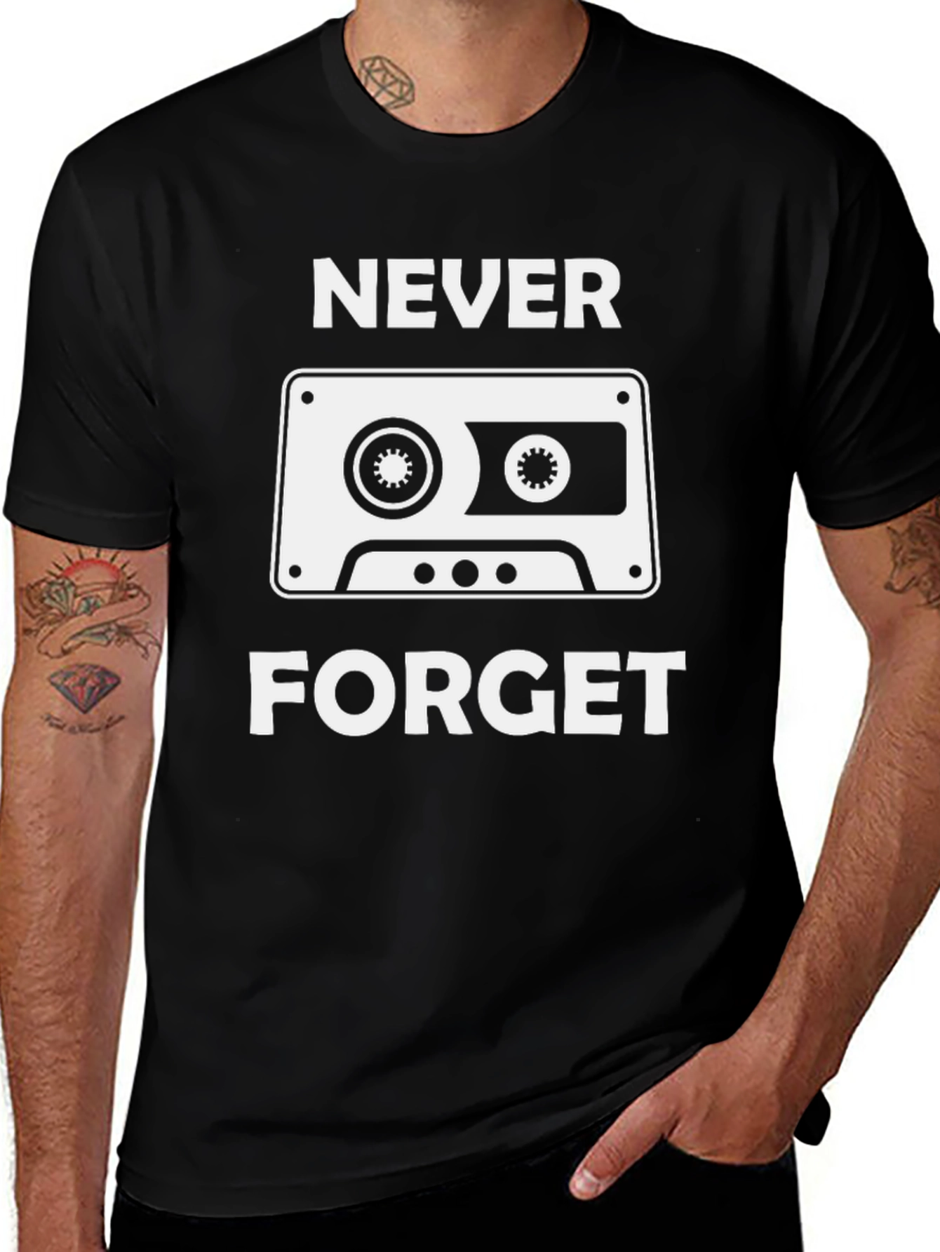 Retro Cassette Tape Never Forget Graphic Tee