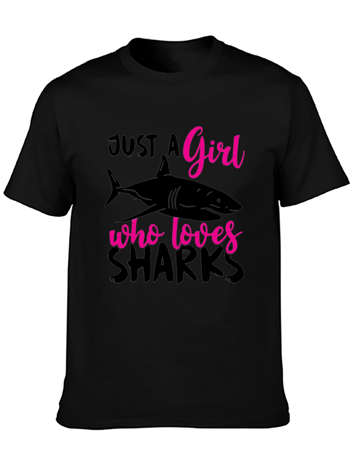 Just A Girl Who Loves Sharks Black T-Shirt