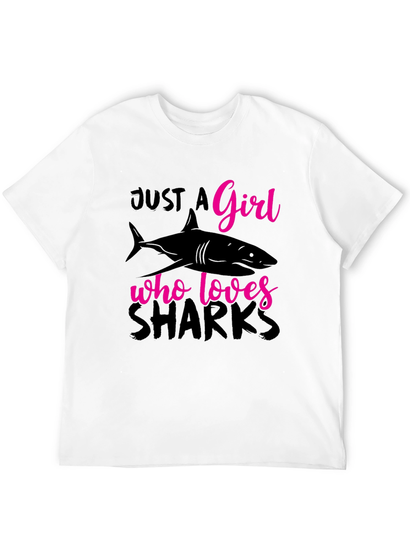 Just A Girl Who Loves Sharks Black T-Shirt