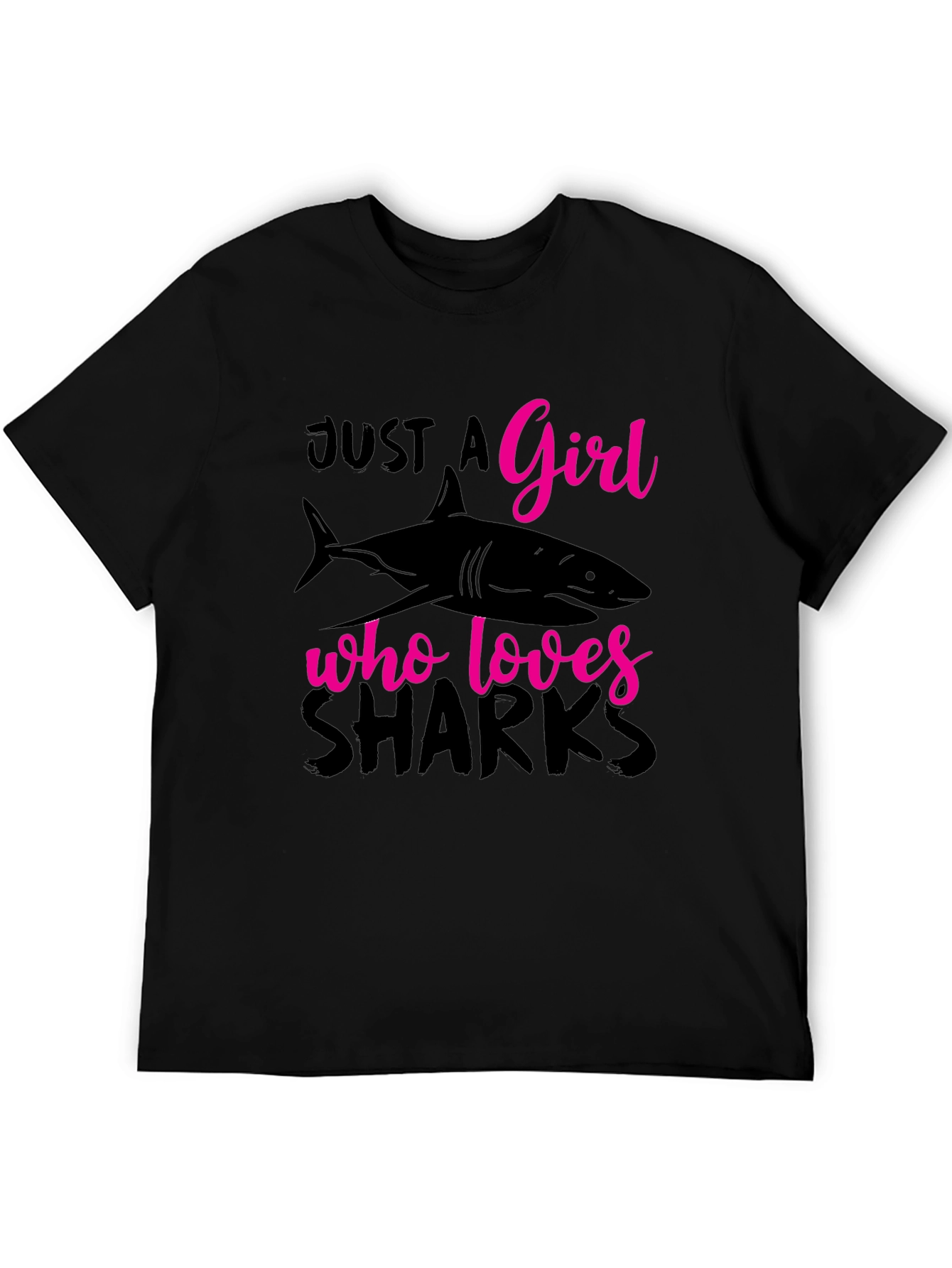 Just A Girl Who Loves Sharks Black T-Shirt