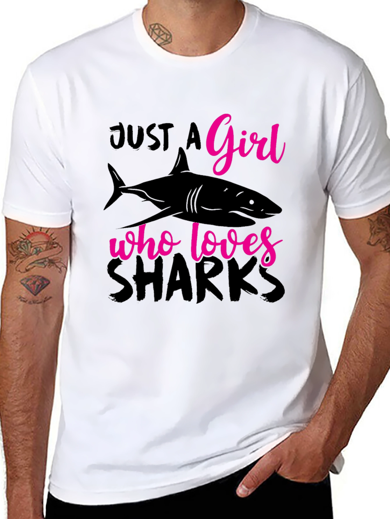 Just A Girl Who Loves Sharks Black T-Shirt