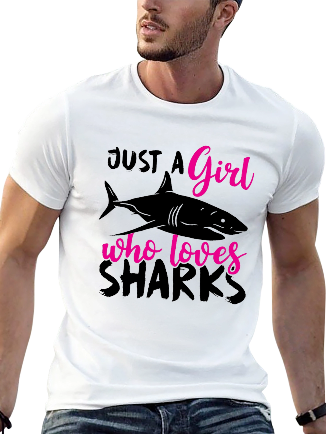 Just A Girl Who Loves Sharks Black T-Shirt