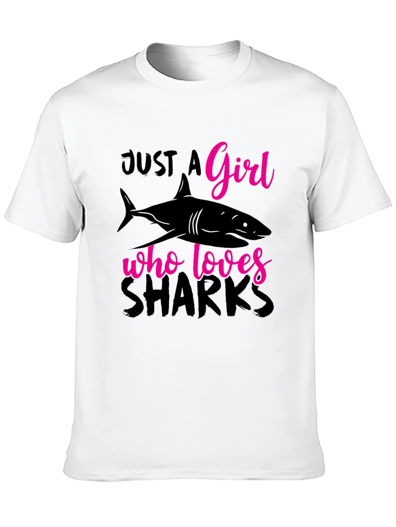 Just A Girl Who Loves Sharks Black T-Shirt