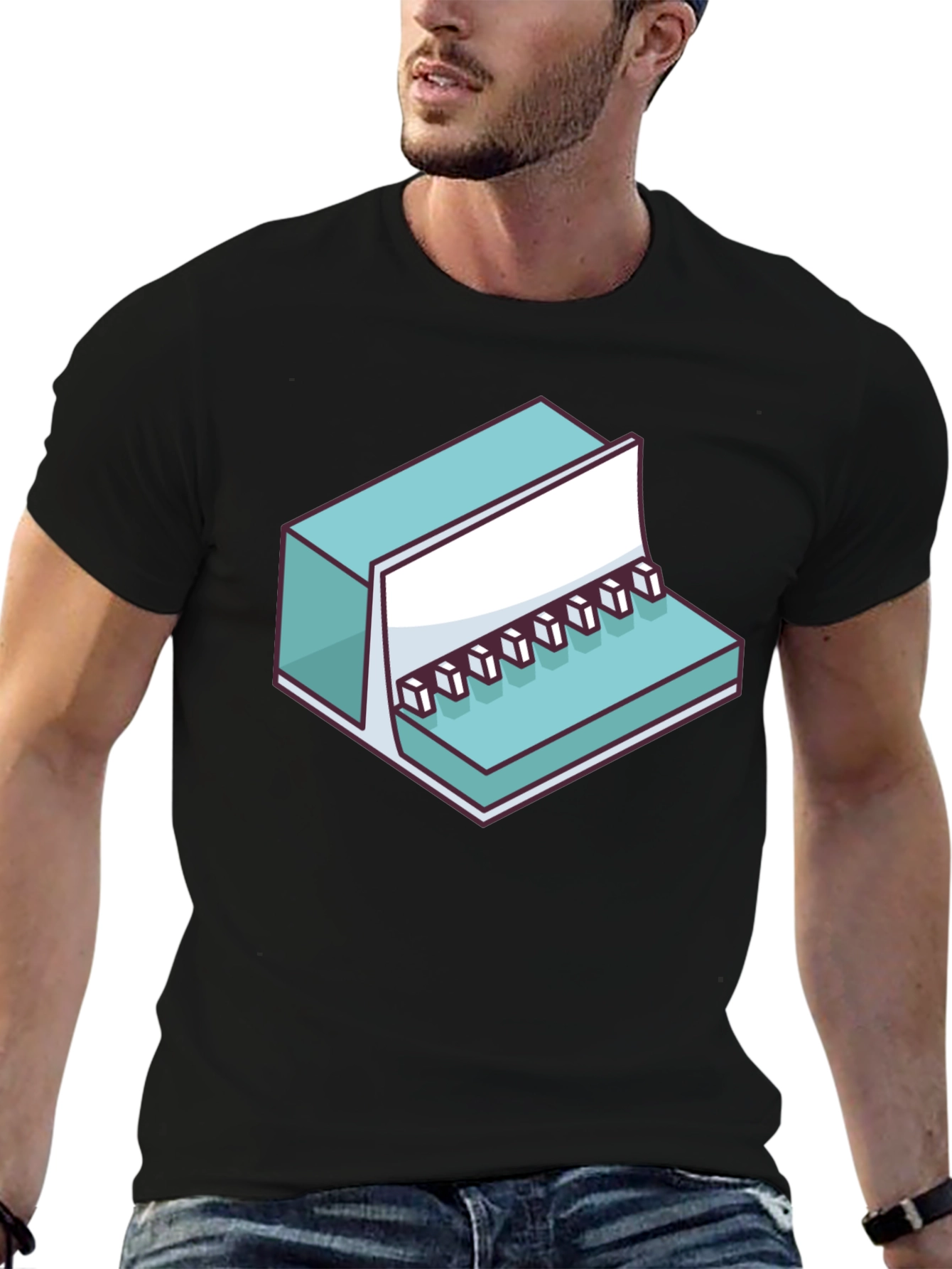 Cool Isometric Keyboard Graphic Tee - Black Unisex Shirt
