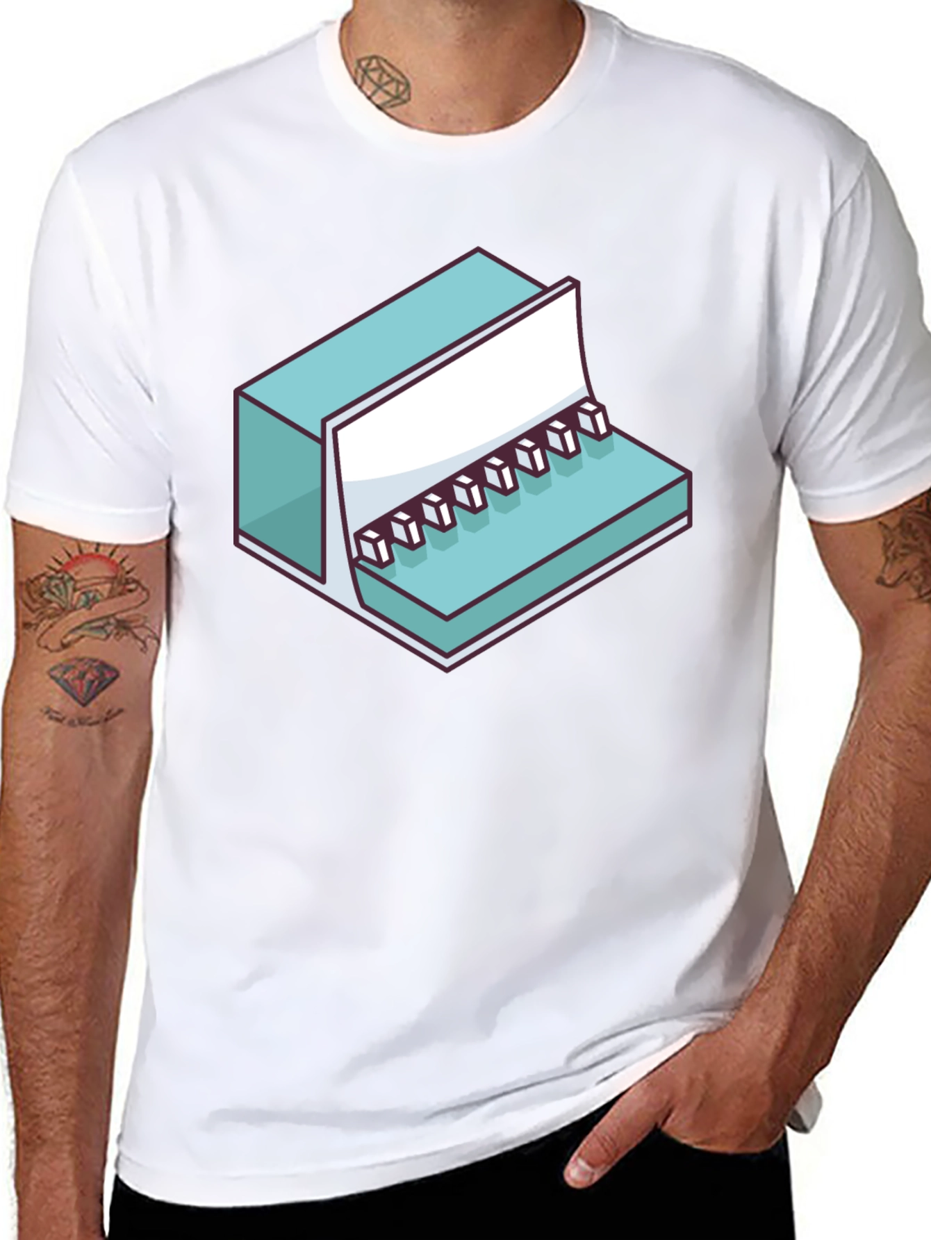Cool Isometric Keyboard Graphic Tee - Black Unisex Shirt