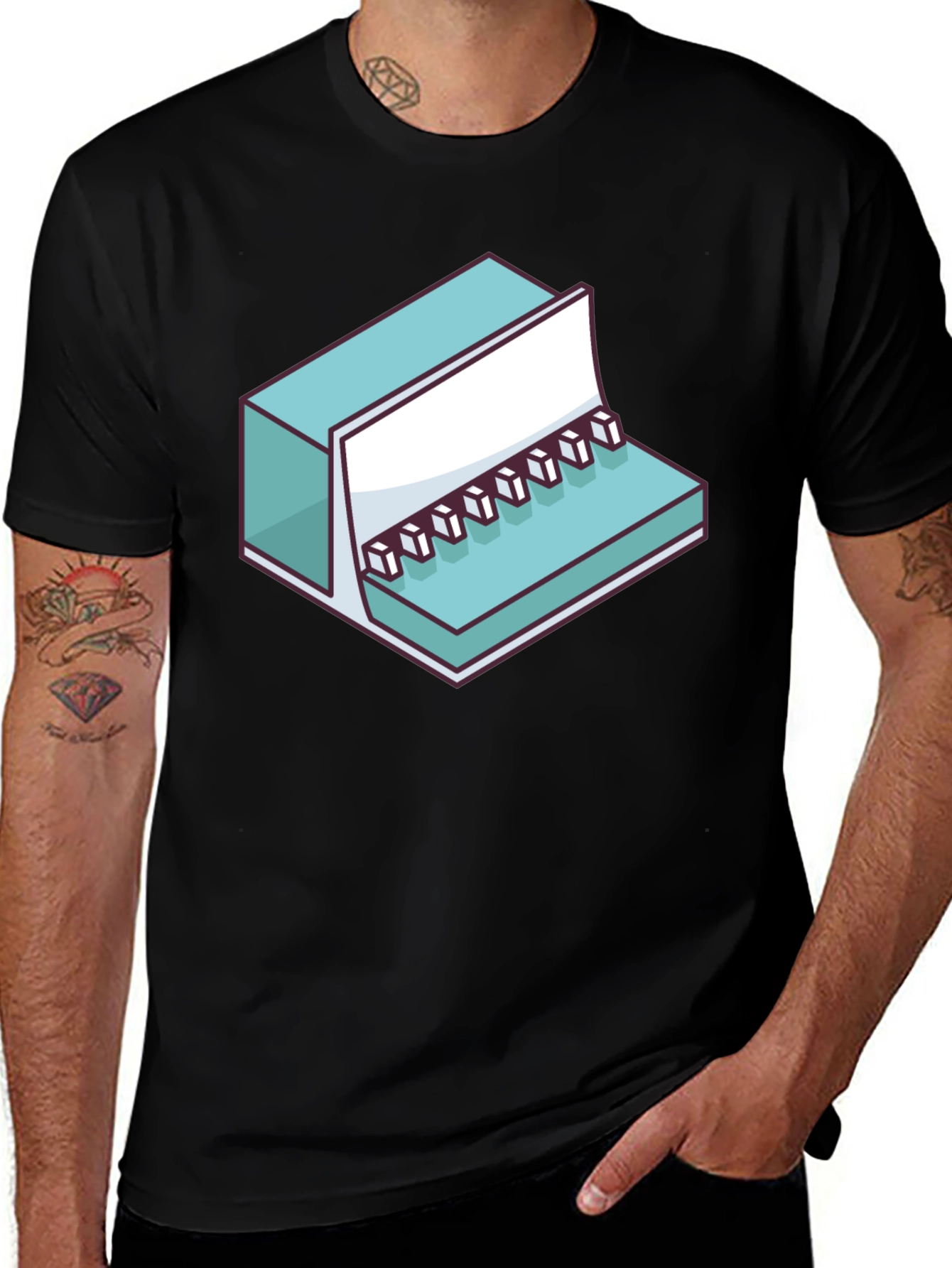 Cool Isometric Keyboard Graphic Tee - Black Unisex Shirt