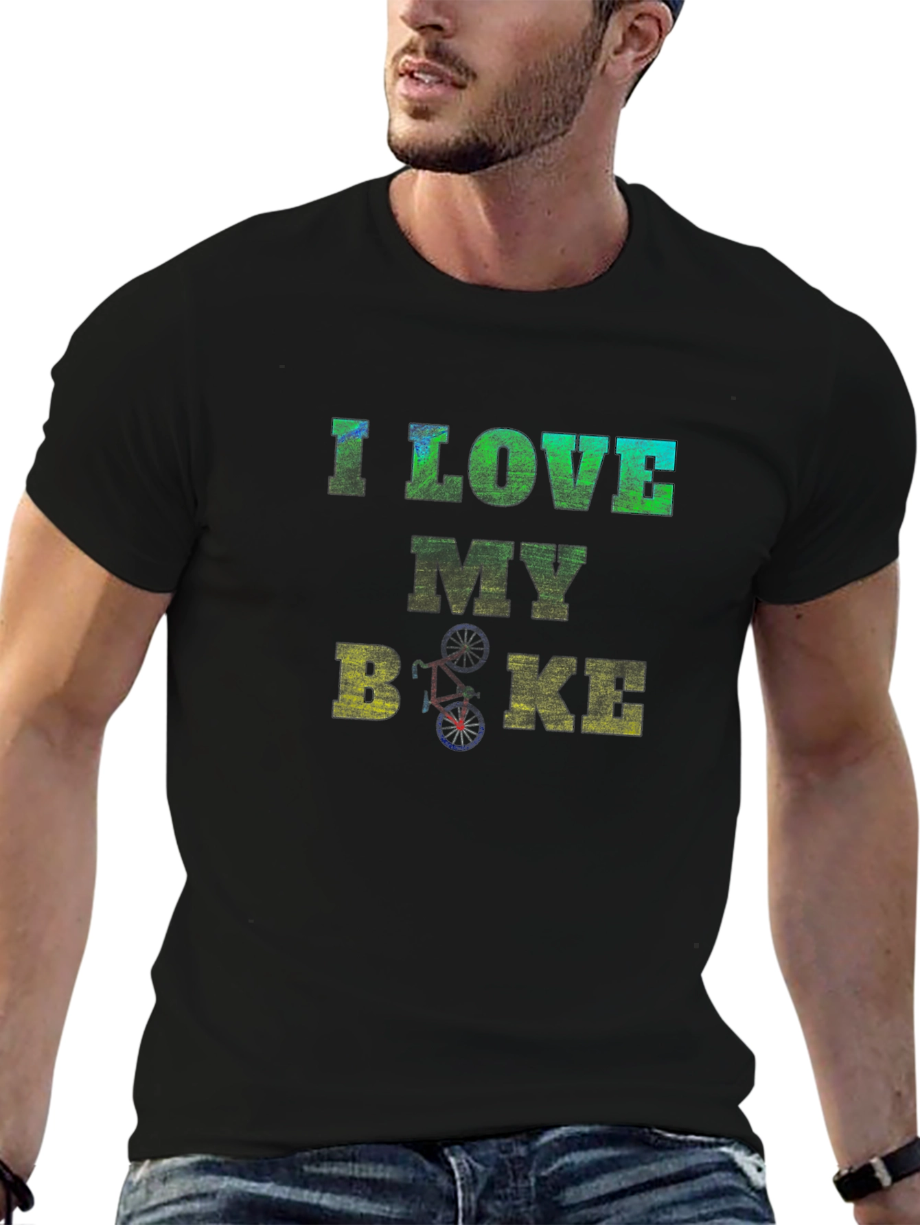 I Love My Bike Mens Black Graphic Tee