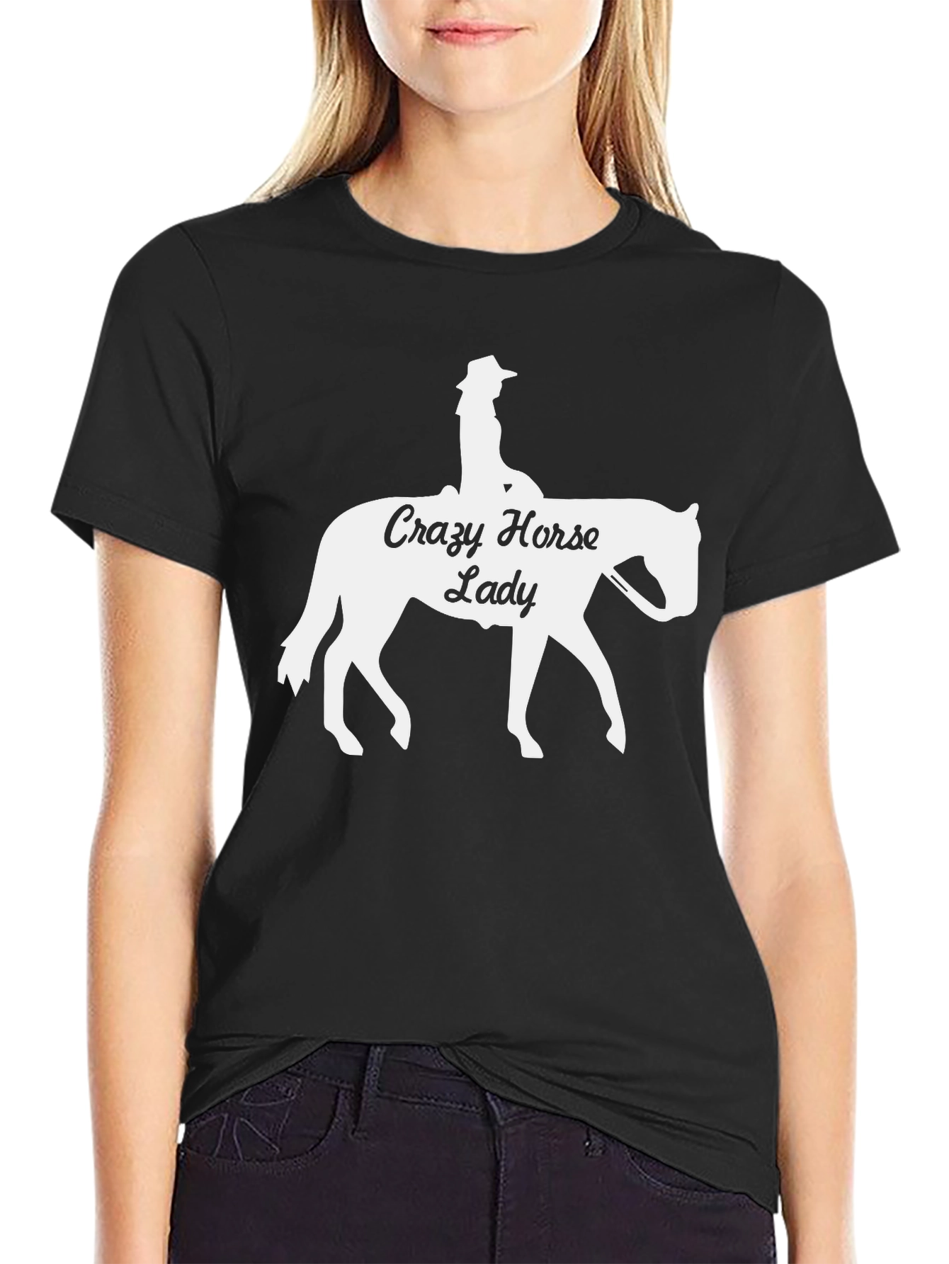 Crazy Horse Lady Graphic T-Shirt Black