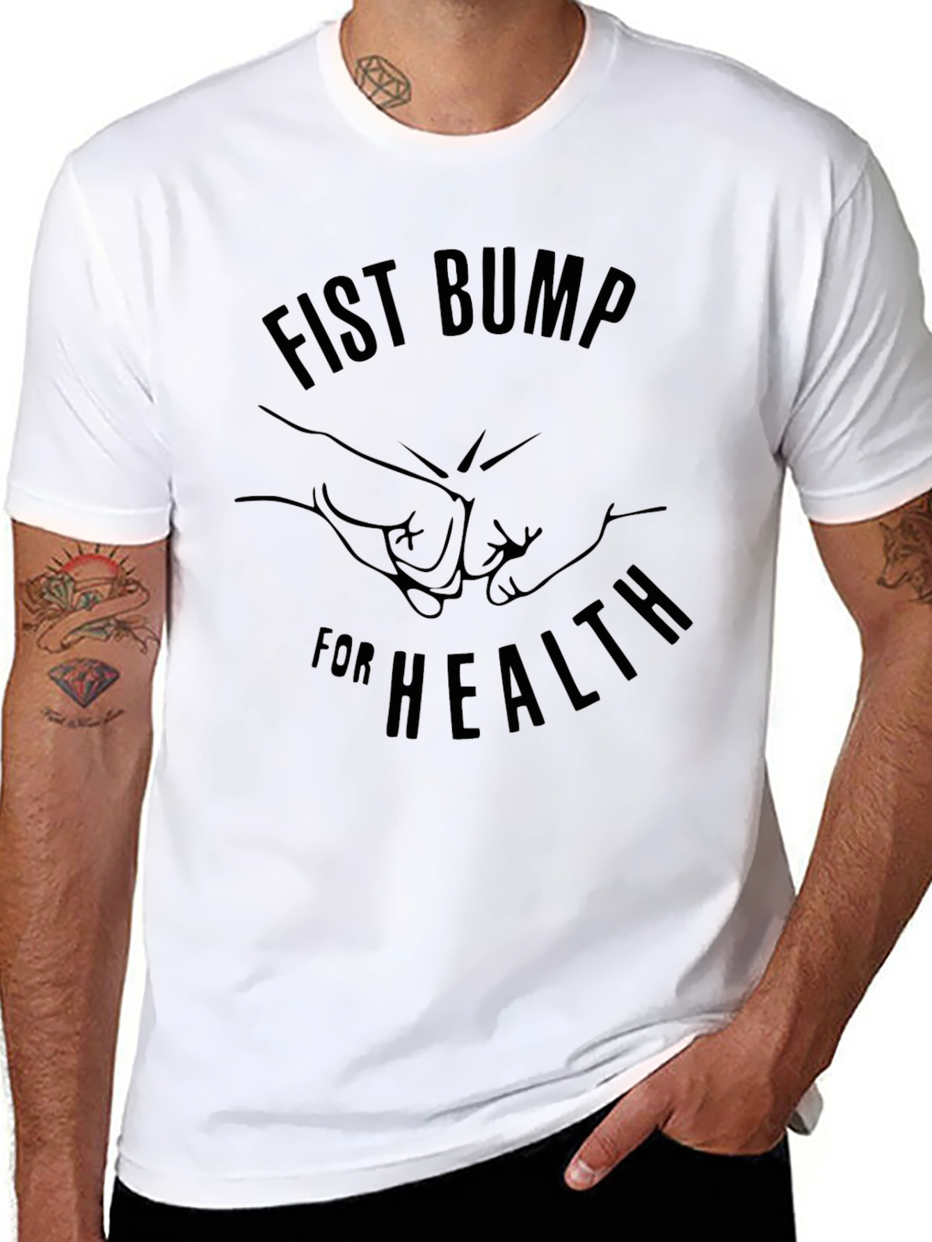 Fist Bump For Health Black T-Shirt