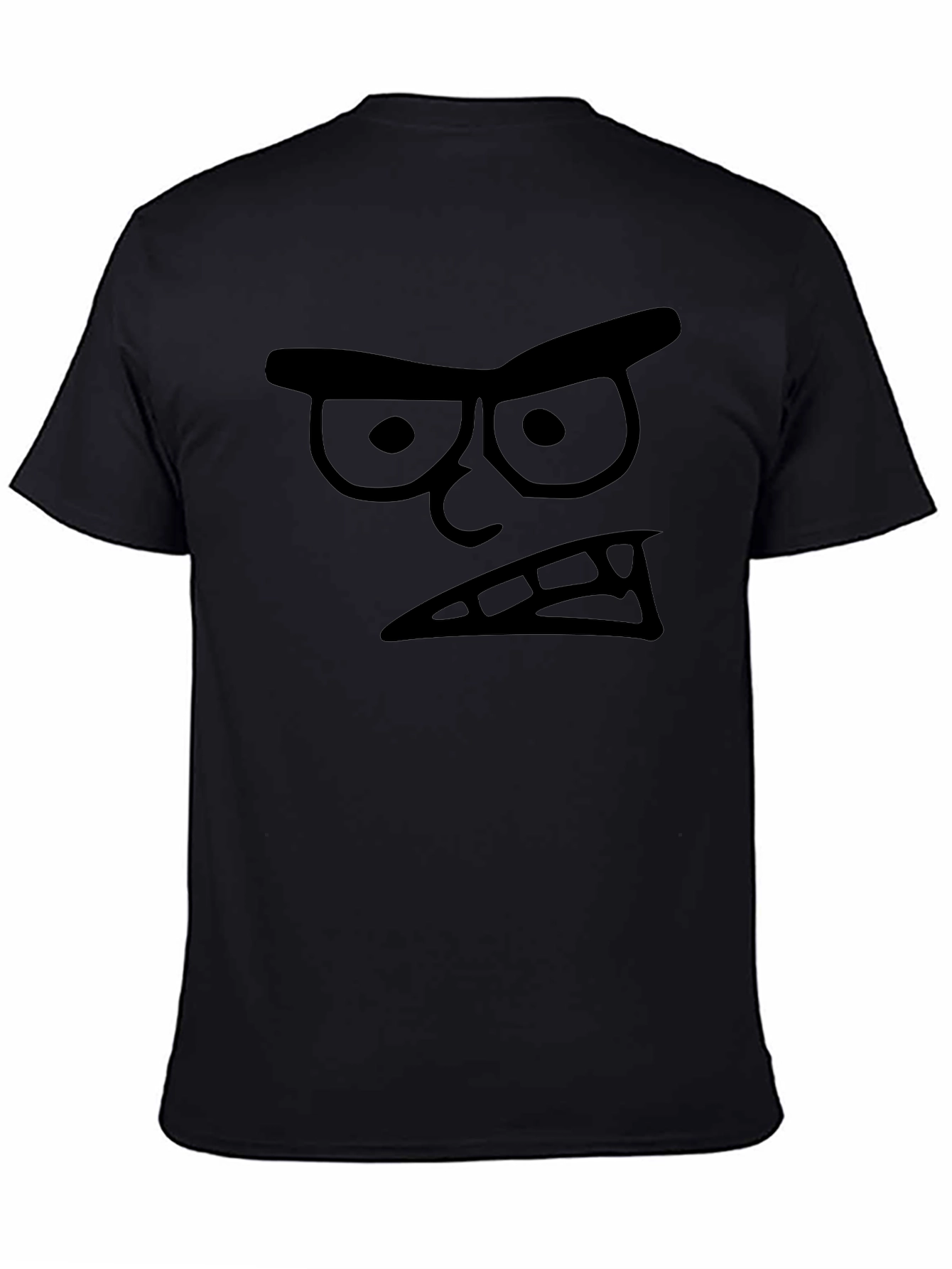 Angry Cartoon Face Black T-Shirt