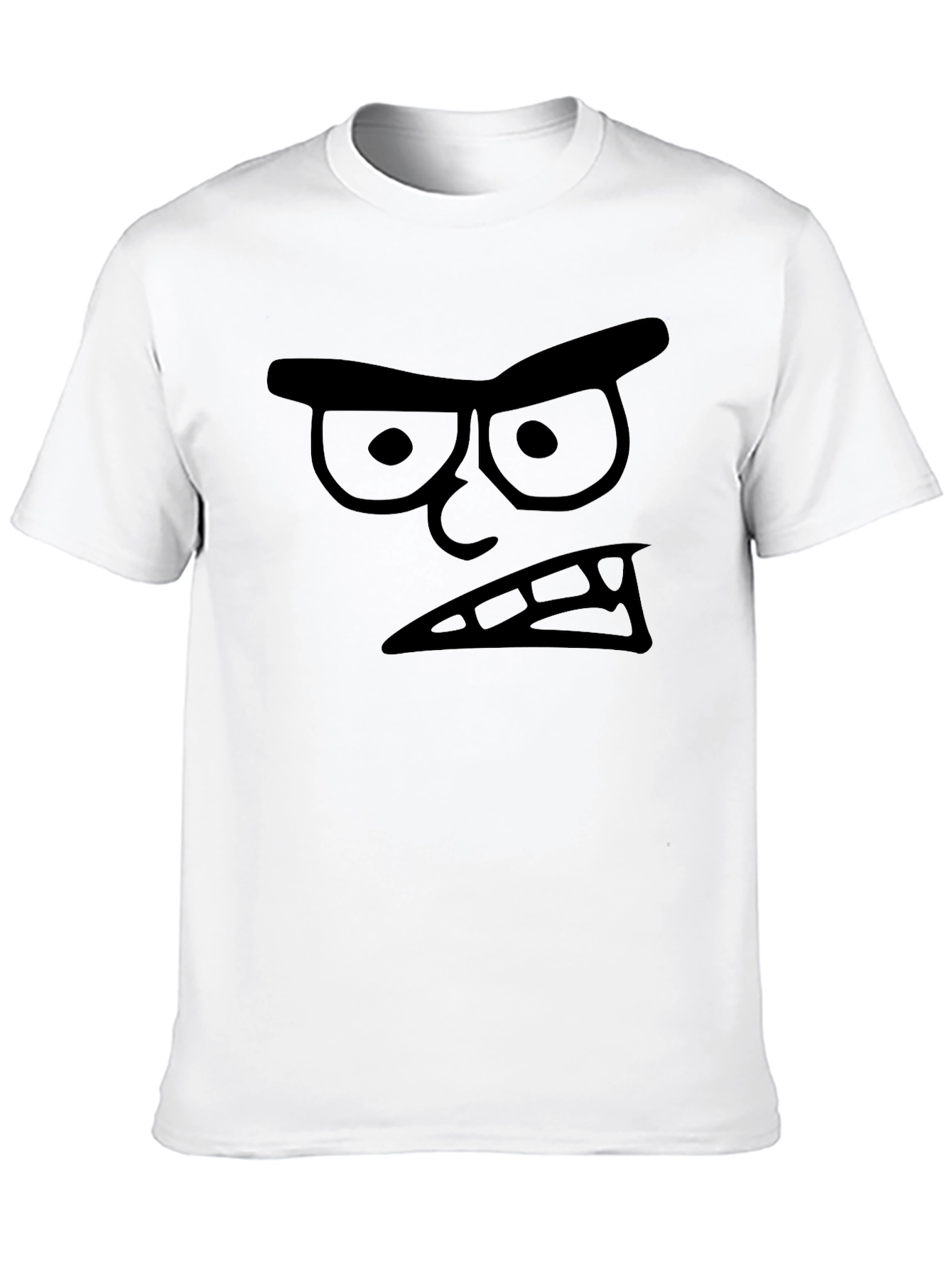 Angry Cartoon Face Black T-Shirt