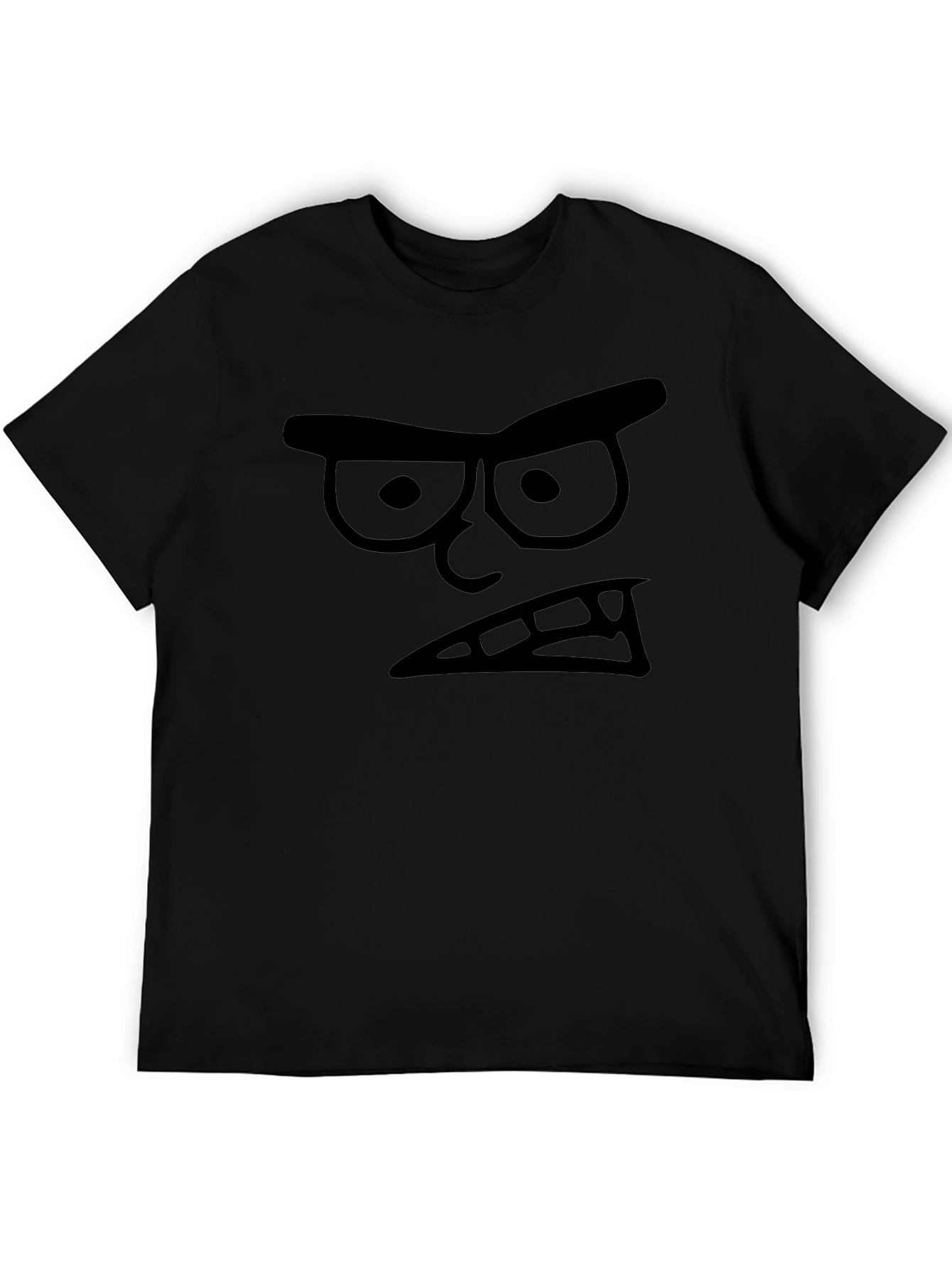 Angry Cartoon Face Black T-Shirt
