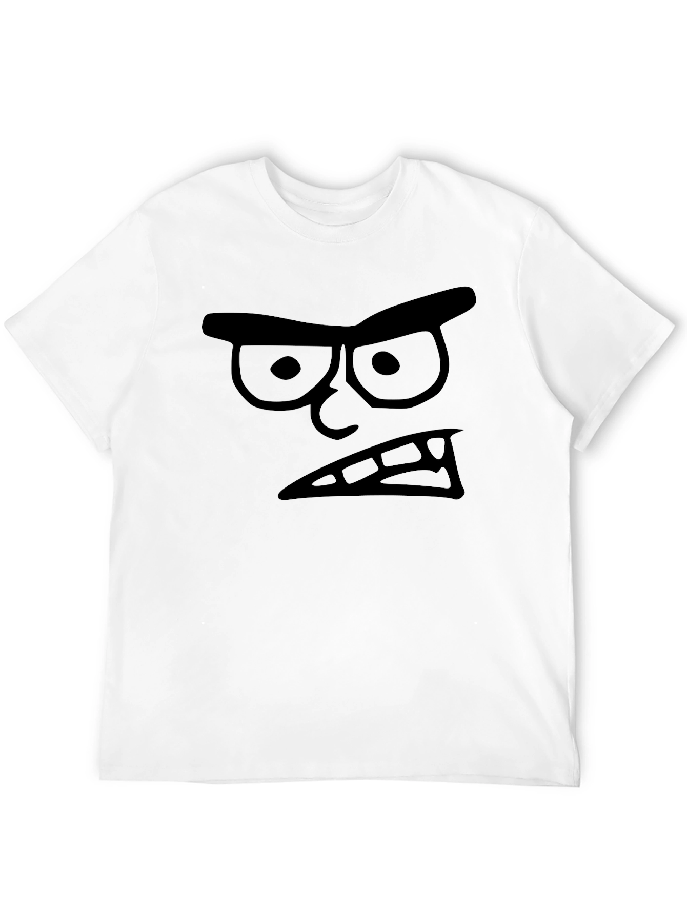 Angry Cartoon Face Black T-Shirt