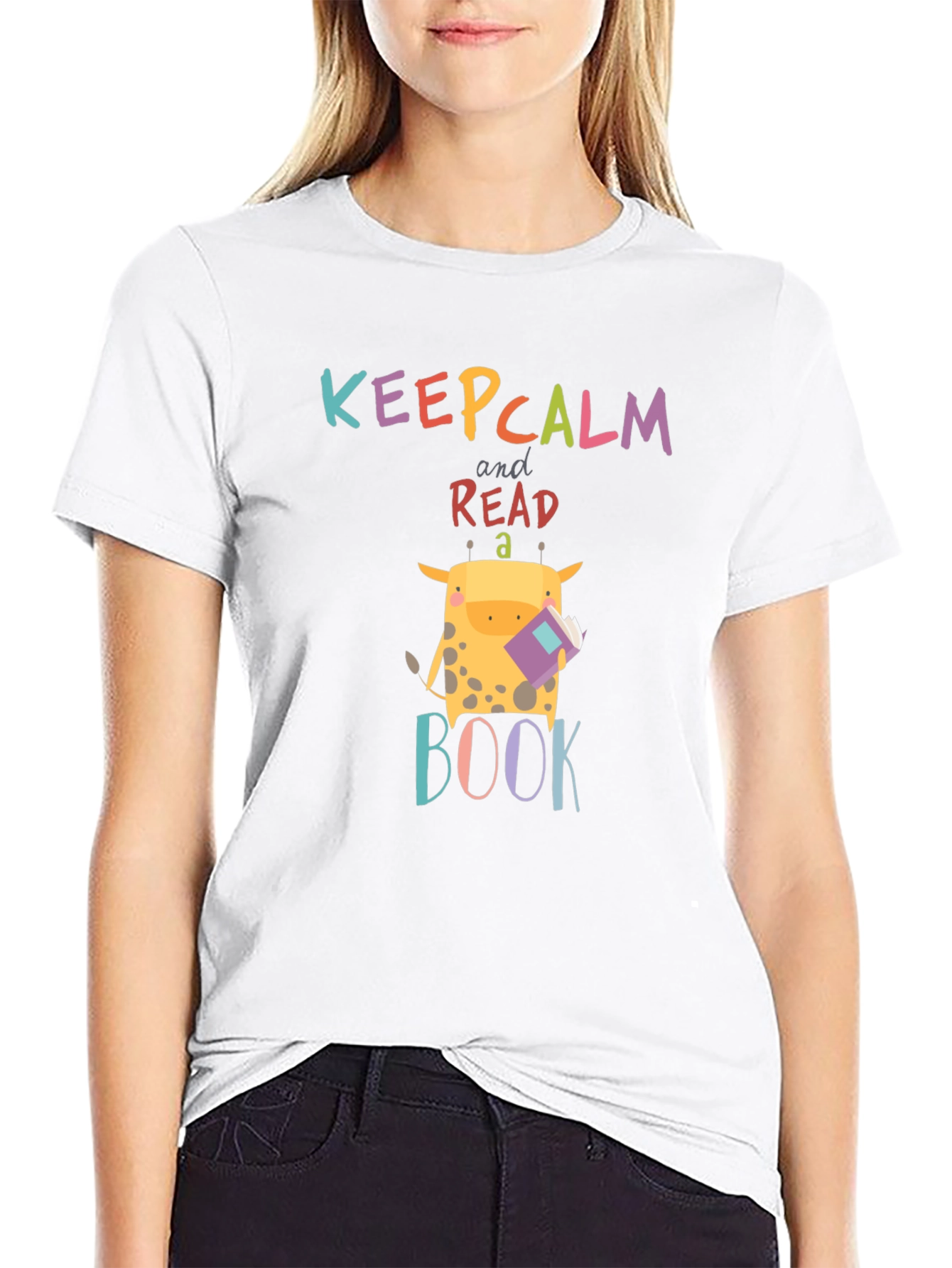 Keep Calm Read a Book Giraffe Graphic Tee