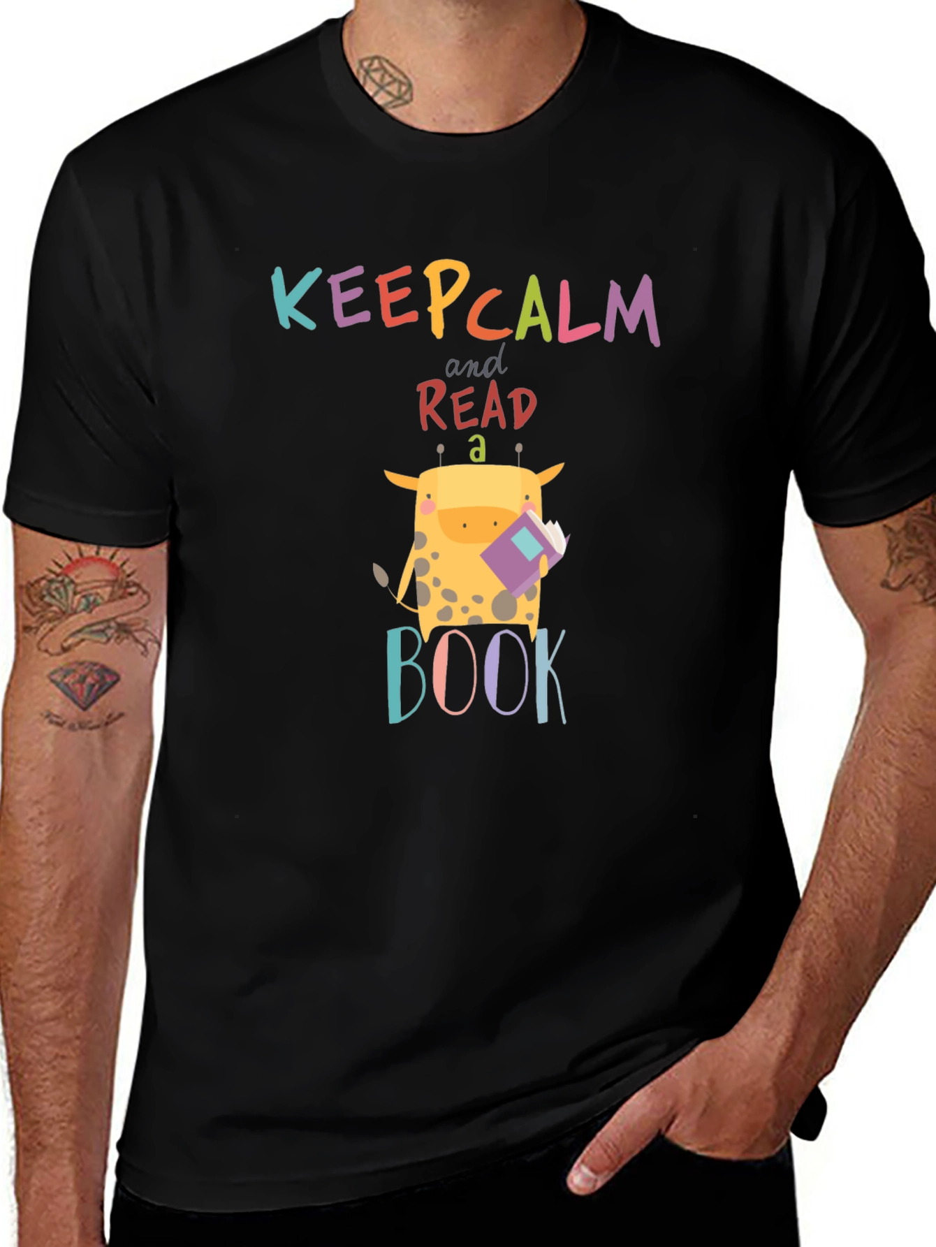 Keep Calm Read a Book Giraffe Graphic Tee