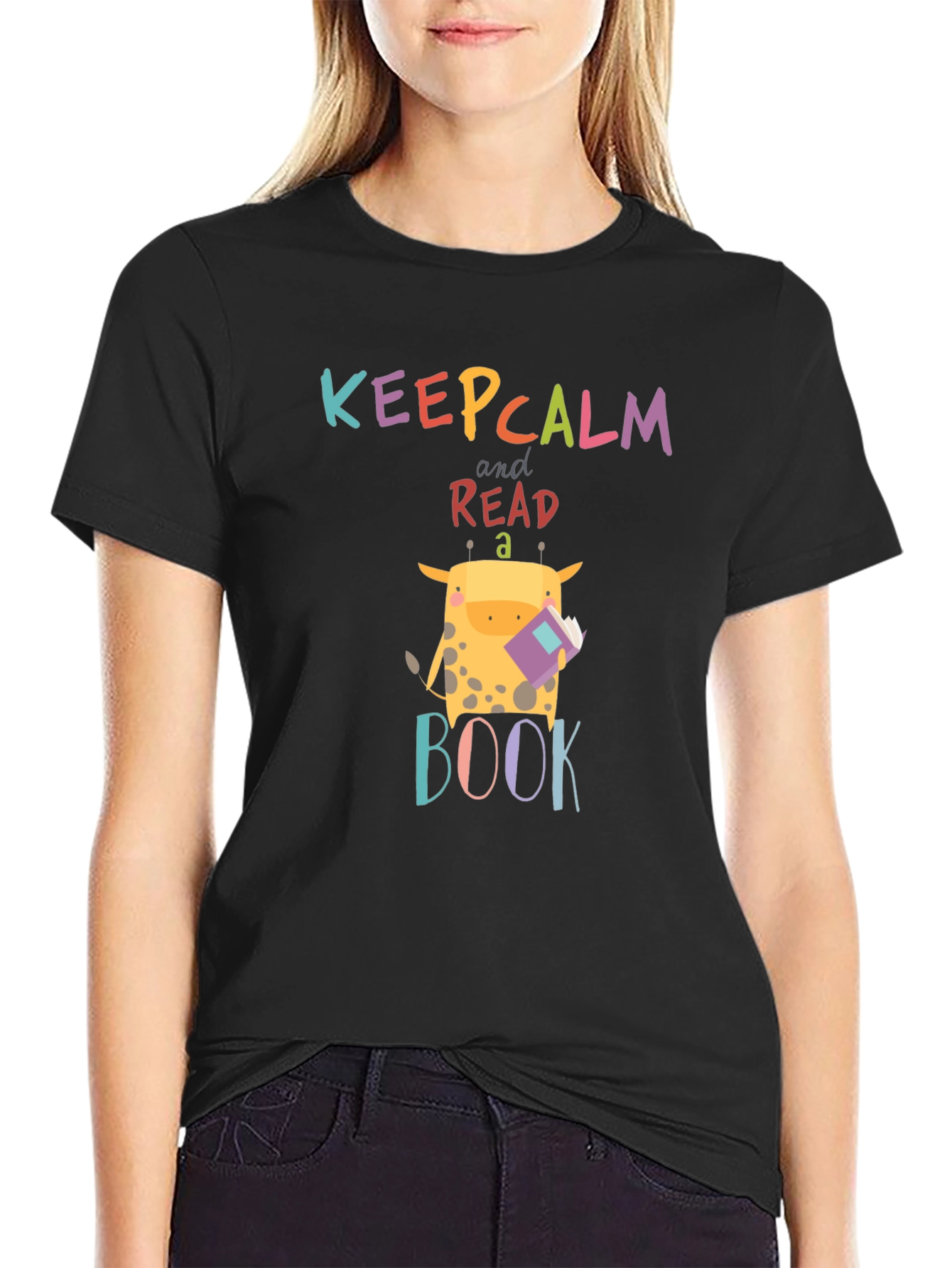 Keep Calm Read a Book Giraffe Graphic Tee