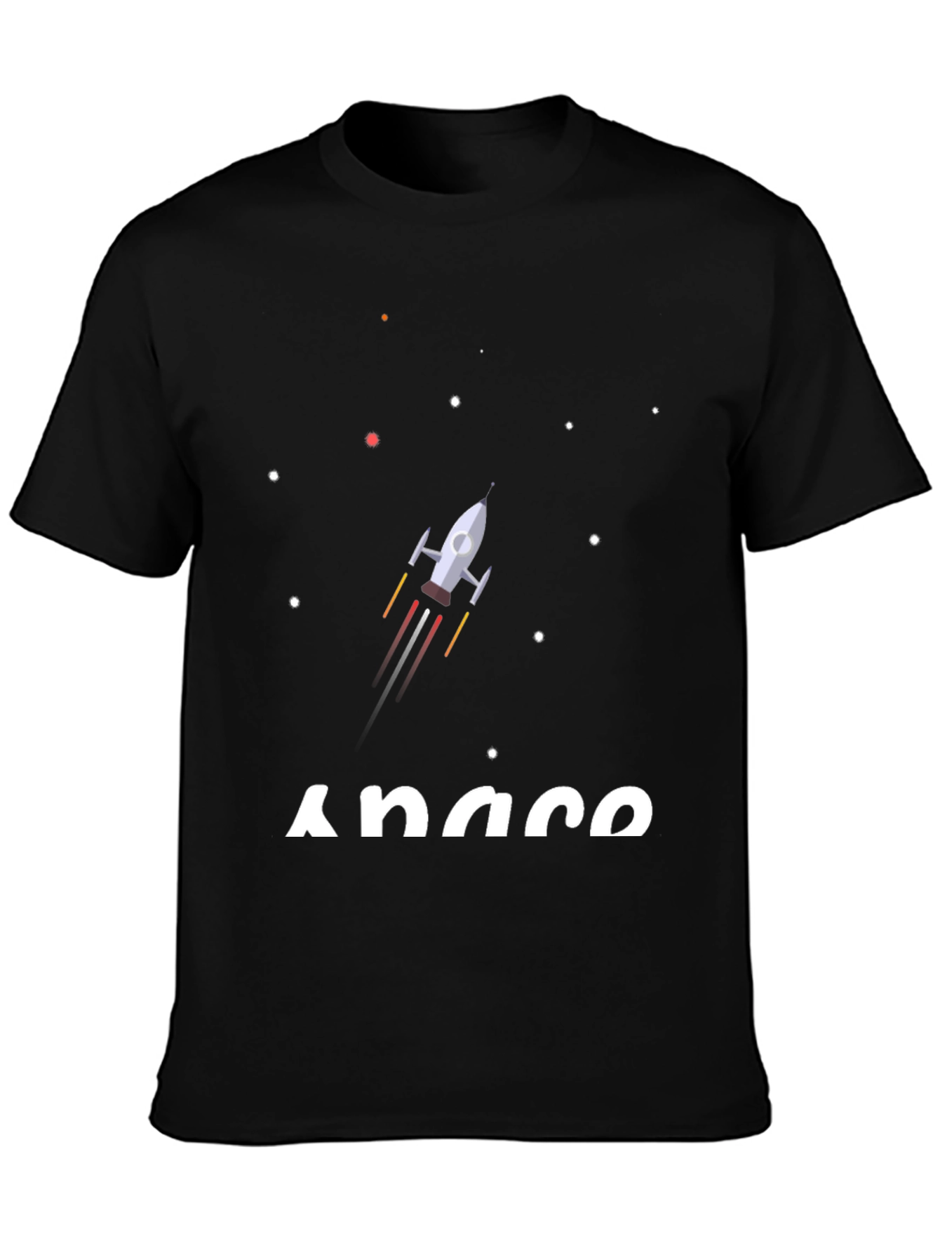 Space Rocket Graphic T-Shirt - Black