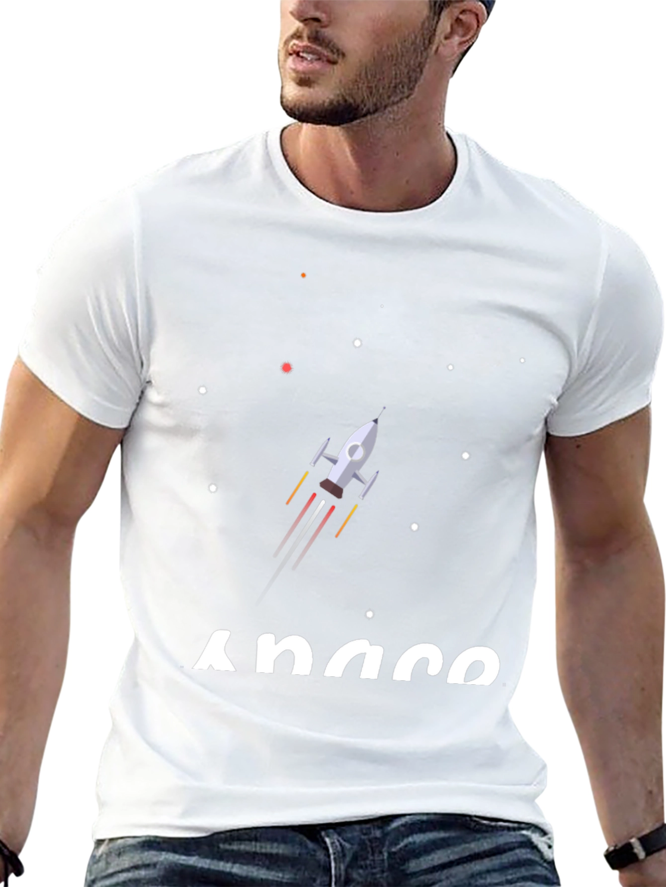 Space Rocket Graphic T-Shirt - Black