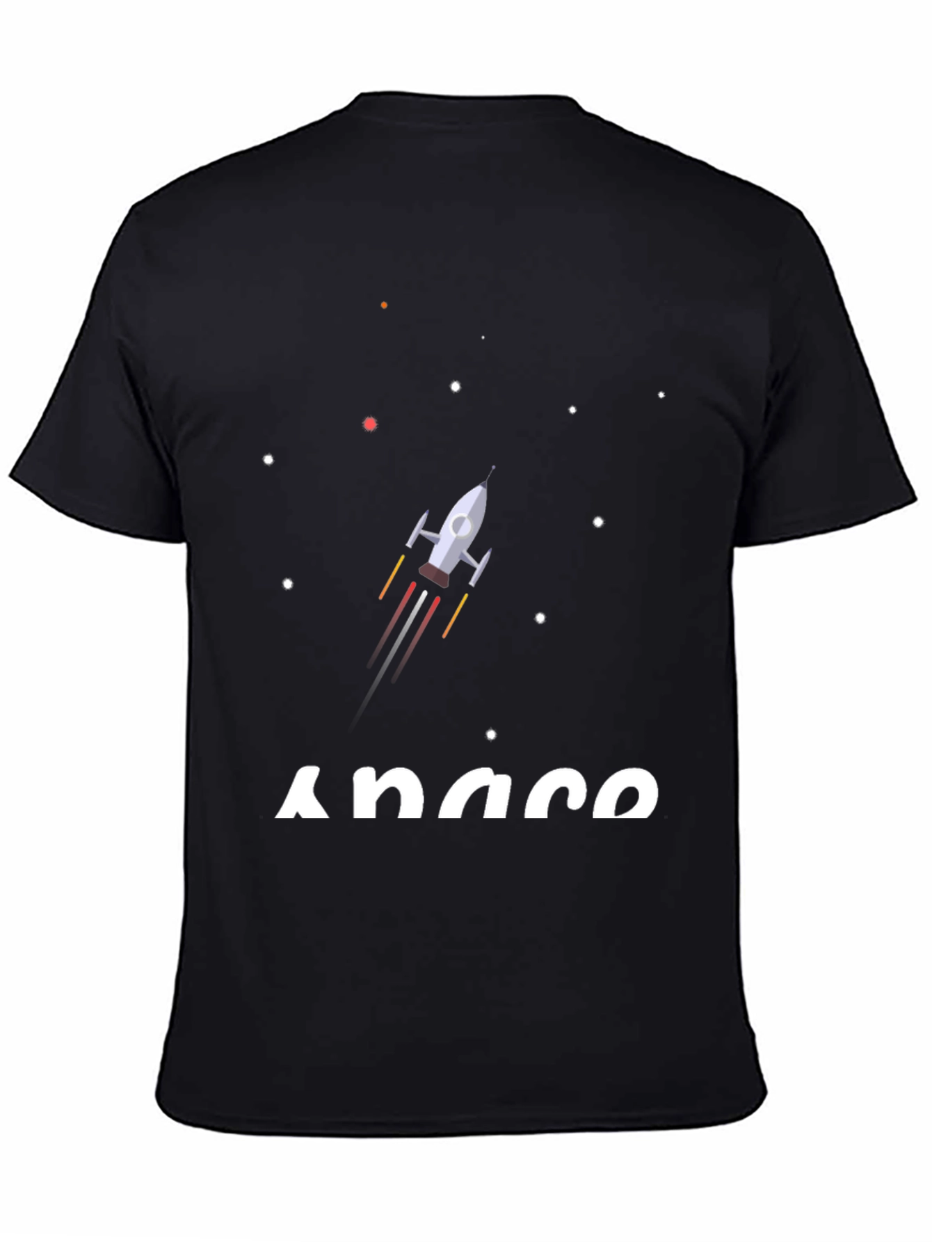 Space Rocket Graphic T-Shirt - Black